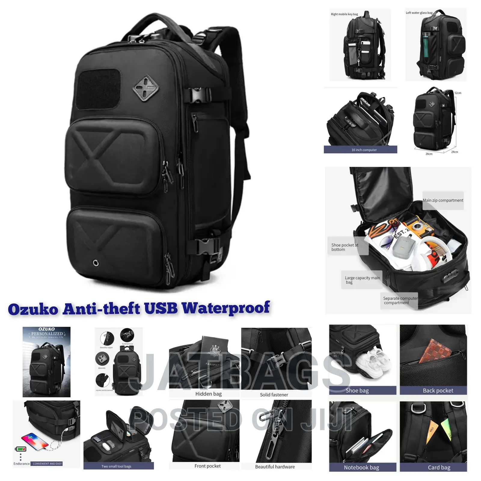 Ozuko Anti-Theft Waterproof Travel Backpack (Free Delivery)