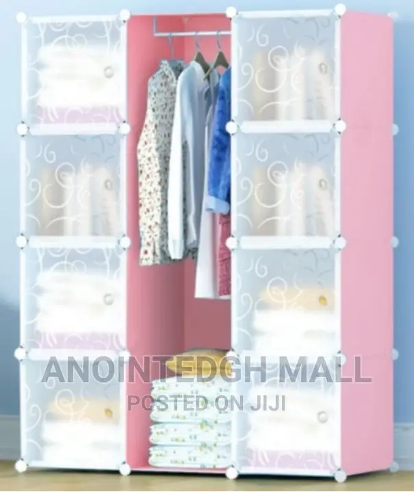 12 Cubes Plastic Wardrobe - Pink