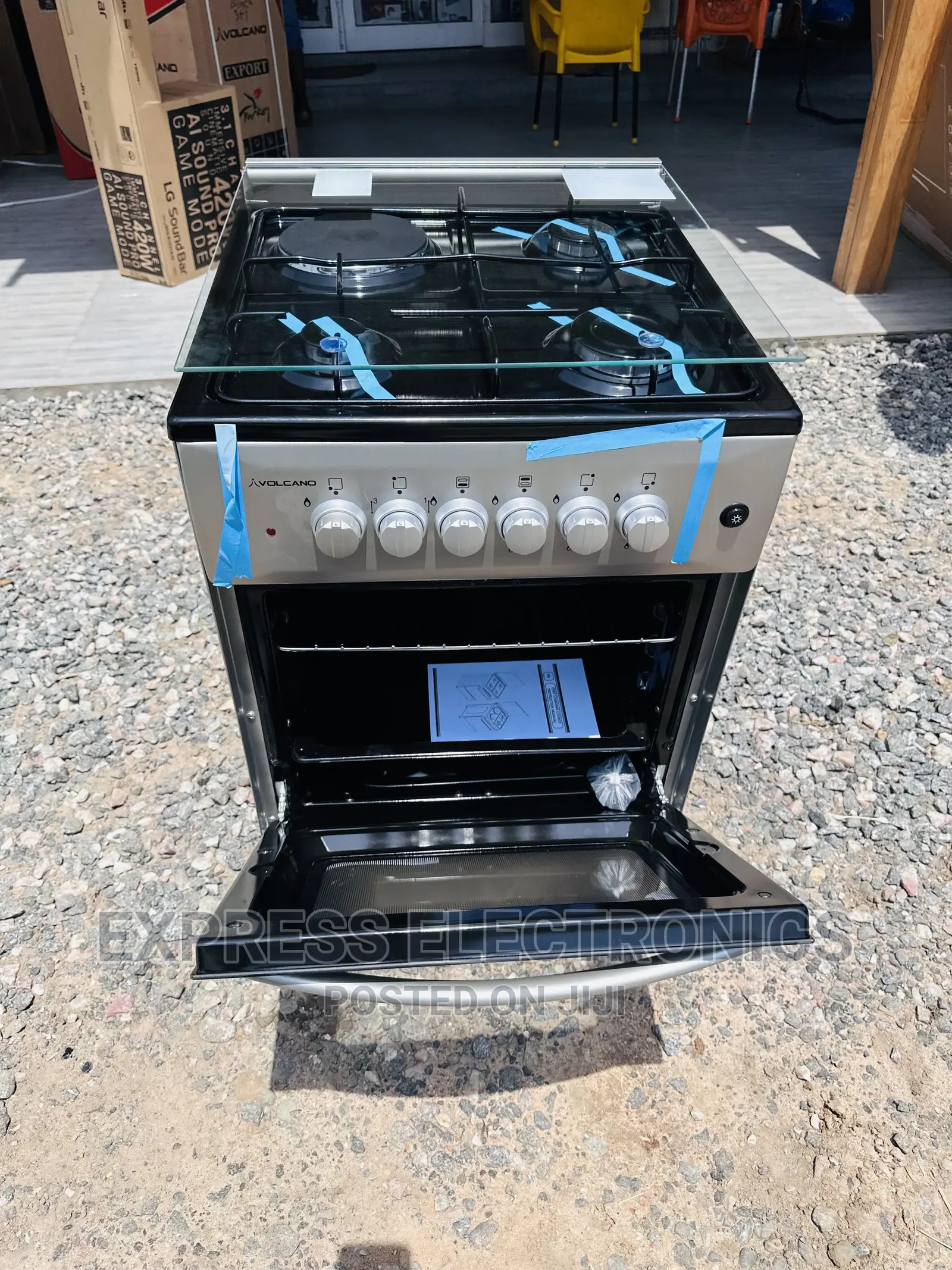 Grey Color Stove Cooker 3+1 Oven Grill Sleek Easy to Clean