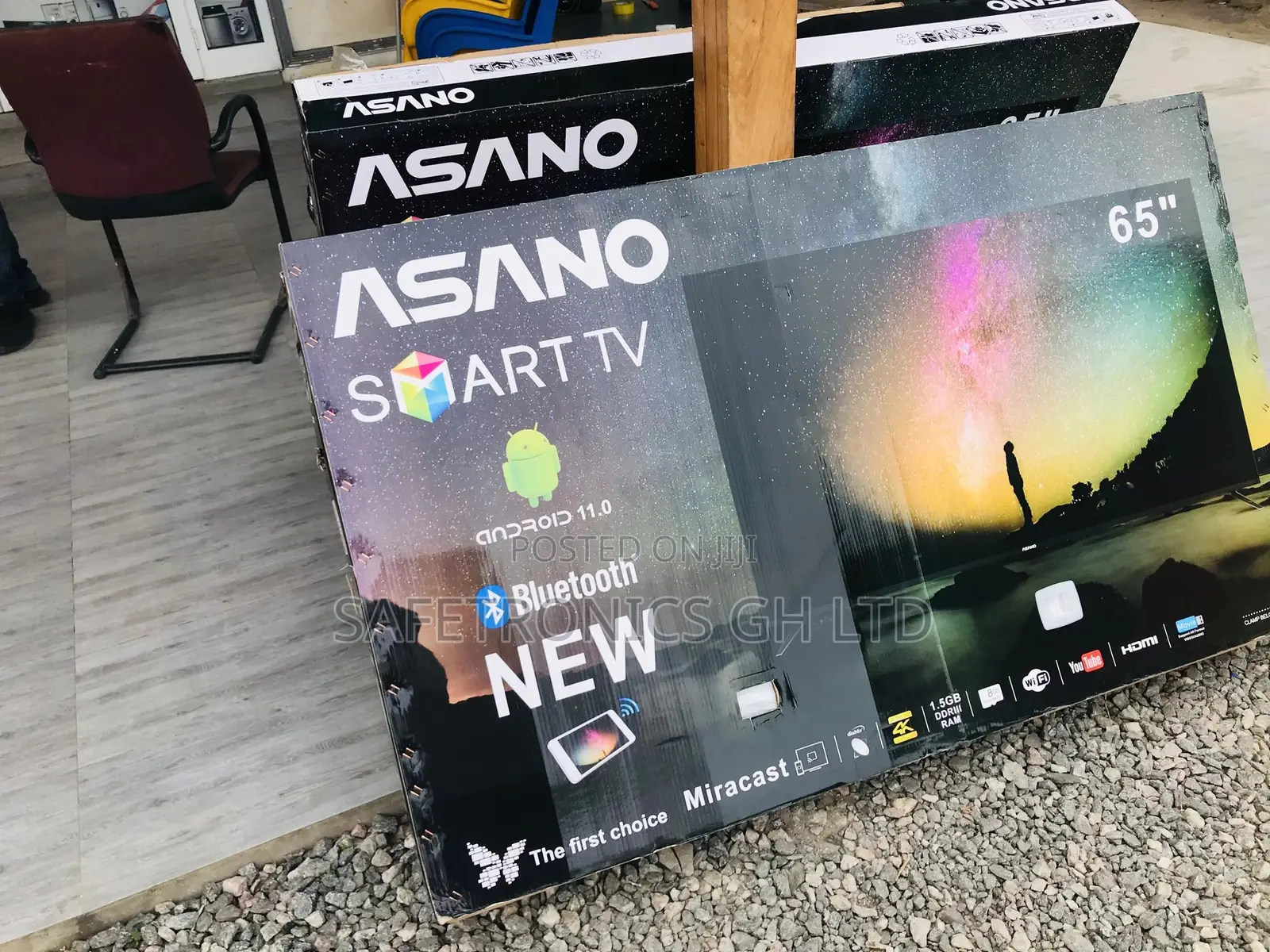 Black Electric 65 Inches Glossy LED UHD Smart Asano Tv 