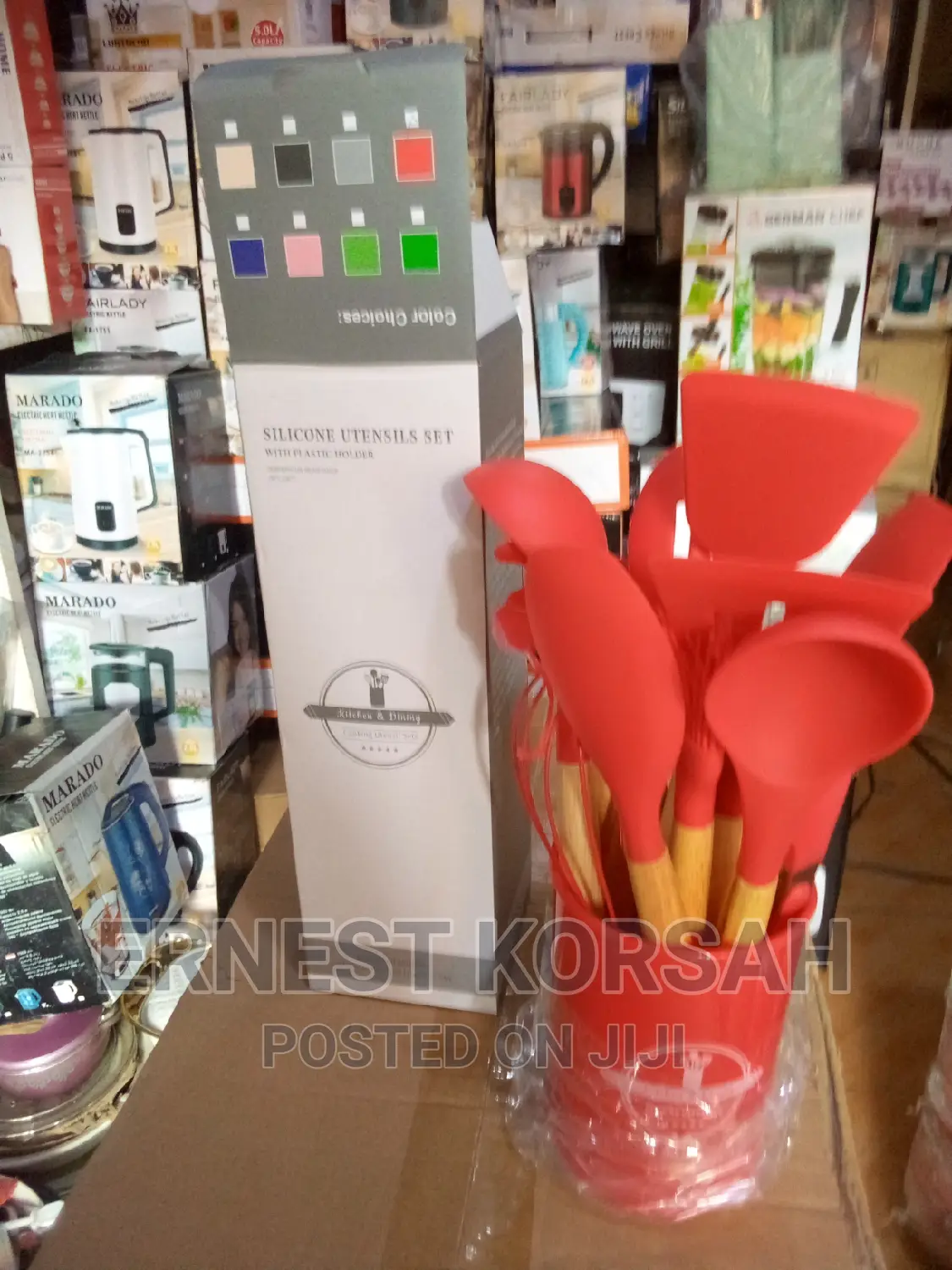 Silicone Utensils Set With Plastic Holders