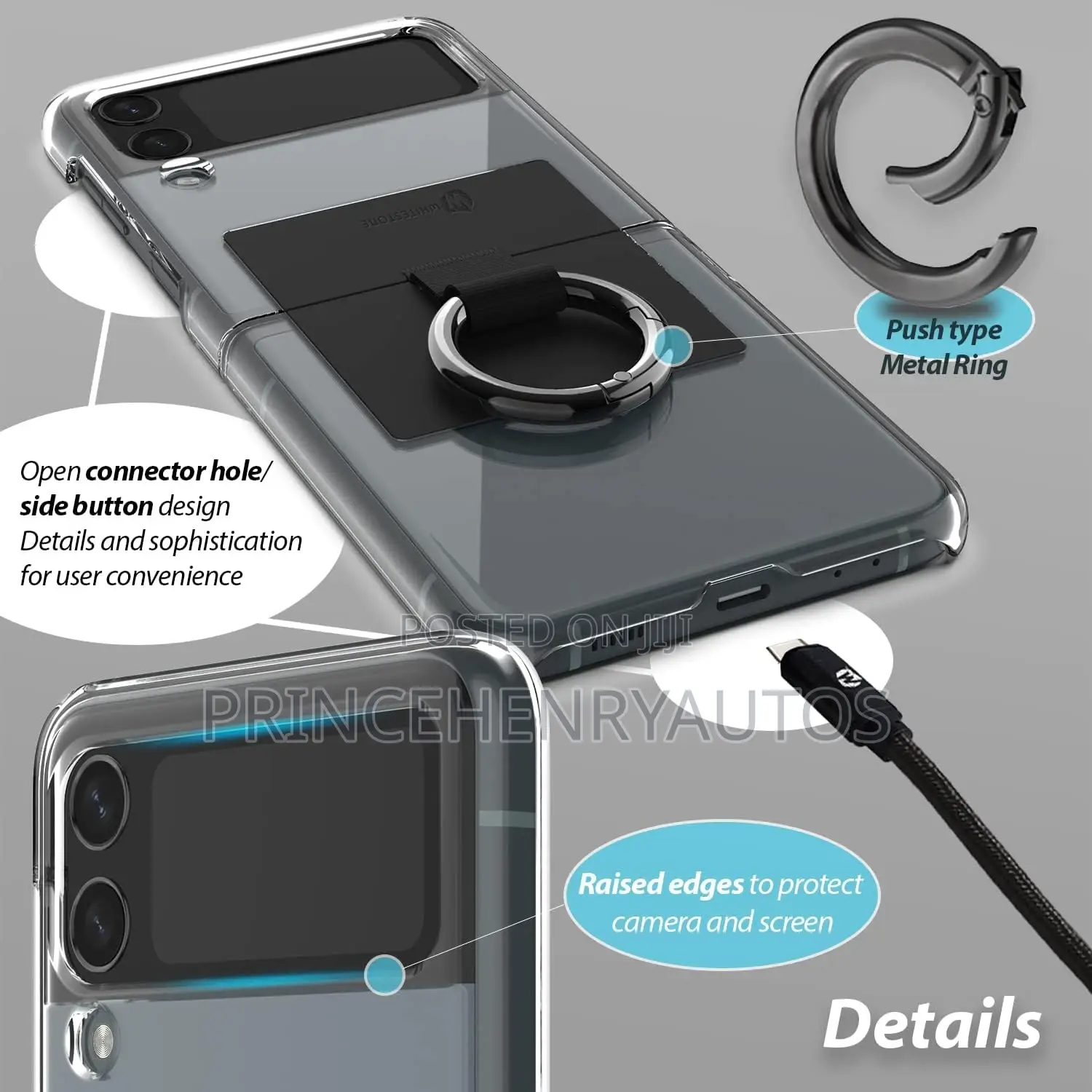 DOME GLASS Whitestone Ring Case for Samsung Z Flip 4 2022,