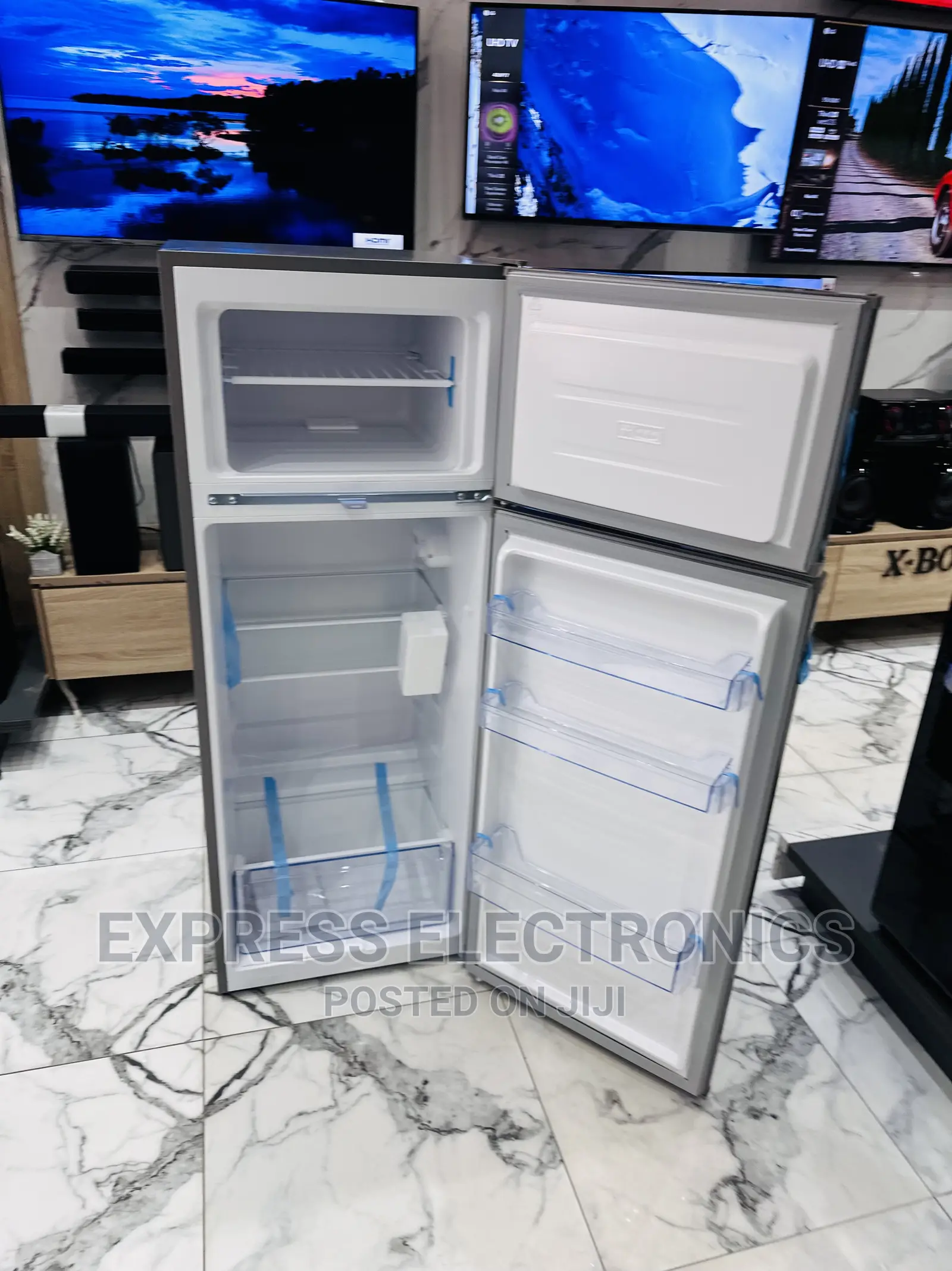 Durable Build Grey Double Door Fridge Pearl 205L