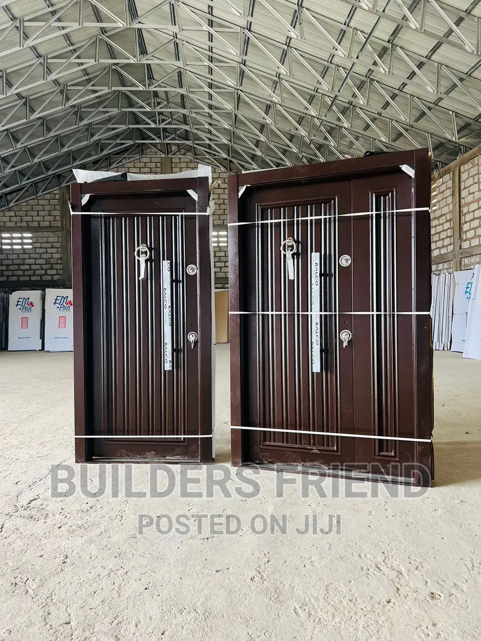 Brown Full Metal Heavy Single Security Door+Double Lock Set