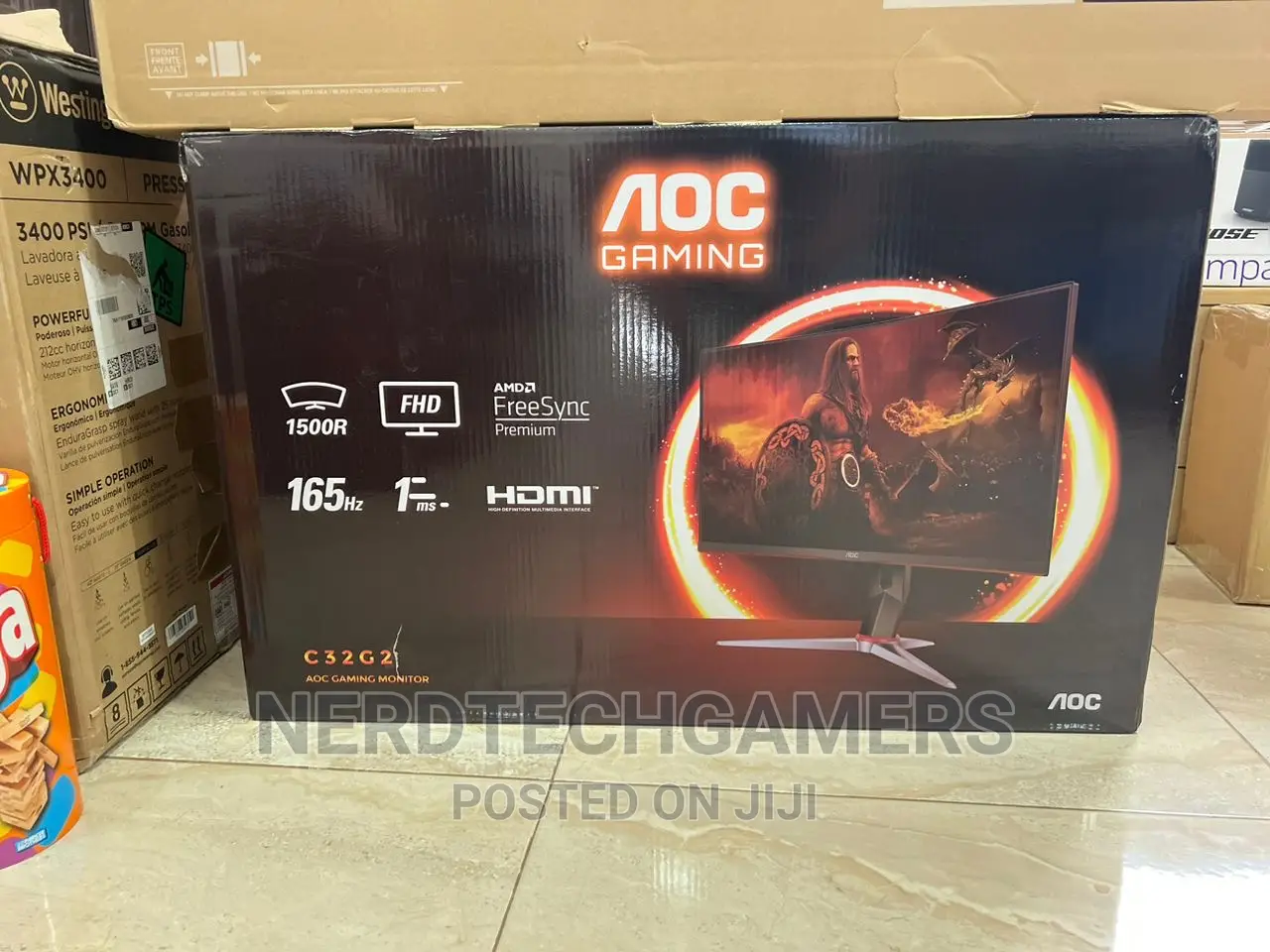 AOC C32G2 Gaming Monitor, QHD 2560x1440, 165hz 1ms,