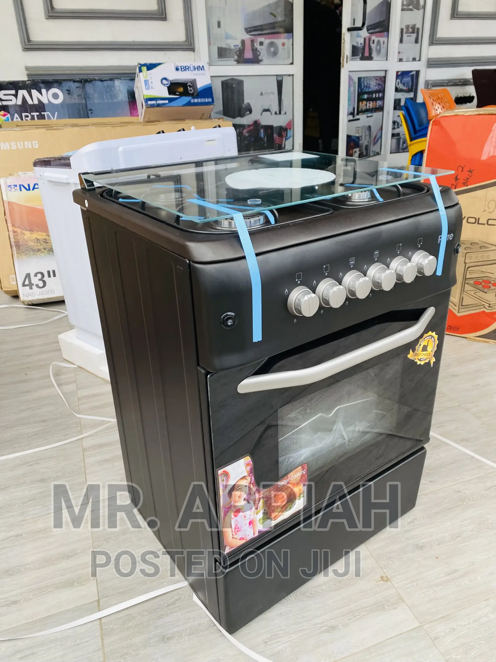 Durable and Affordable Ferre60x60 4 Gas Burner + Oven,Black
