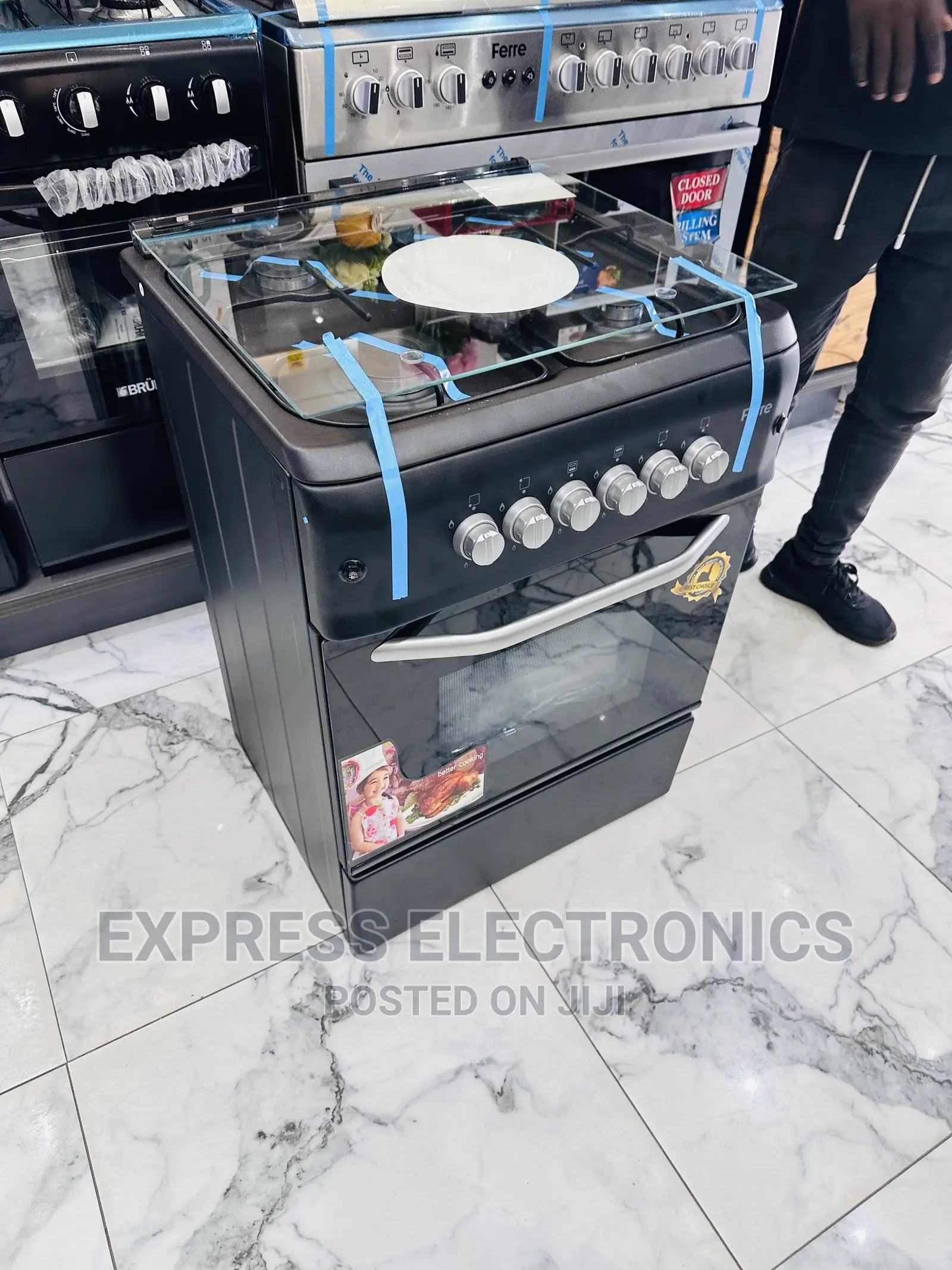Call  for the Best Ferre 60/60 Gas Cooker 4burner Black