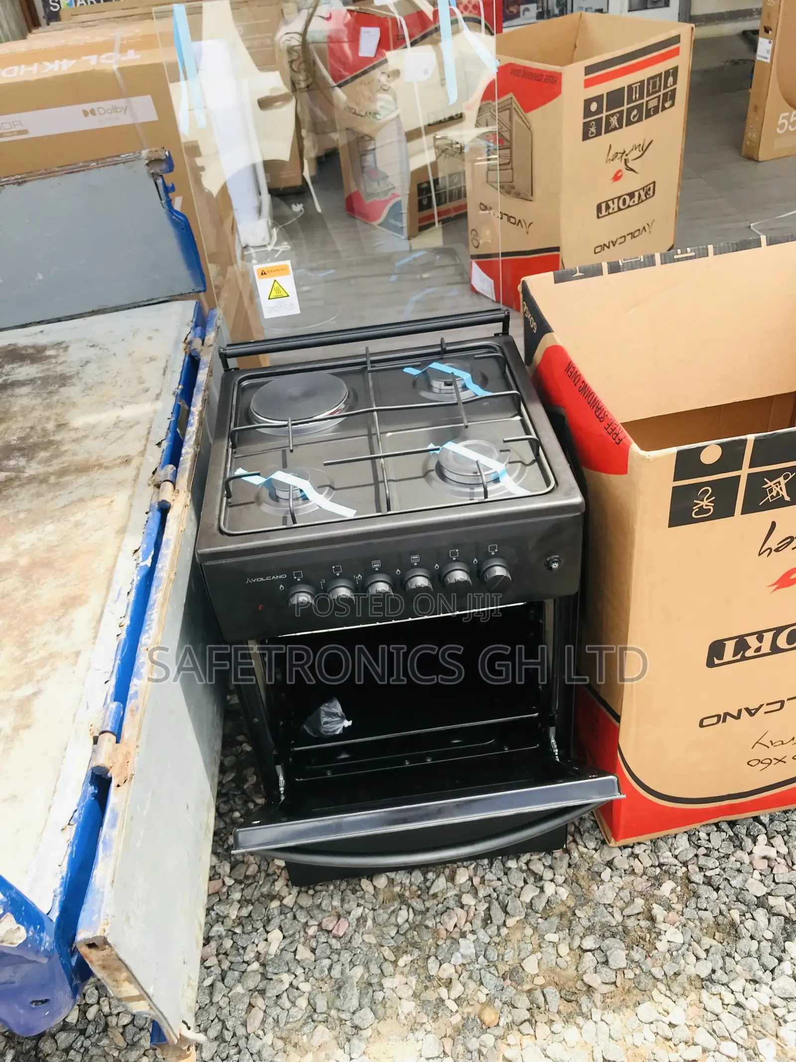 Black 3 Gas 1 Electric Cooker 50x50 Volcano Volcano Cooker