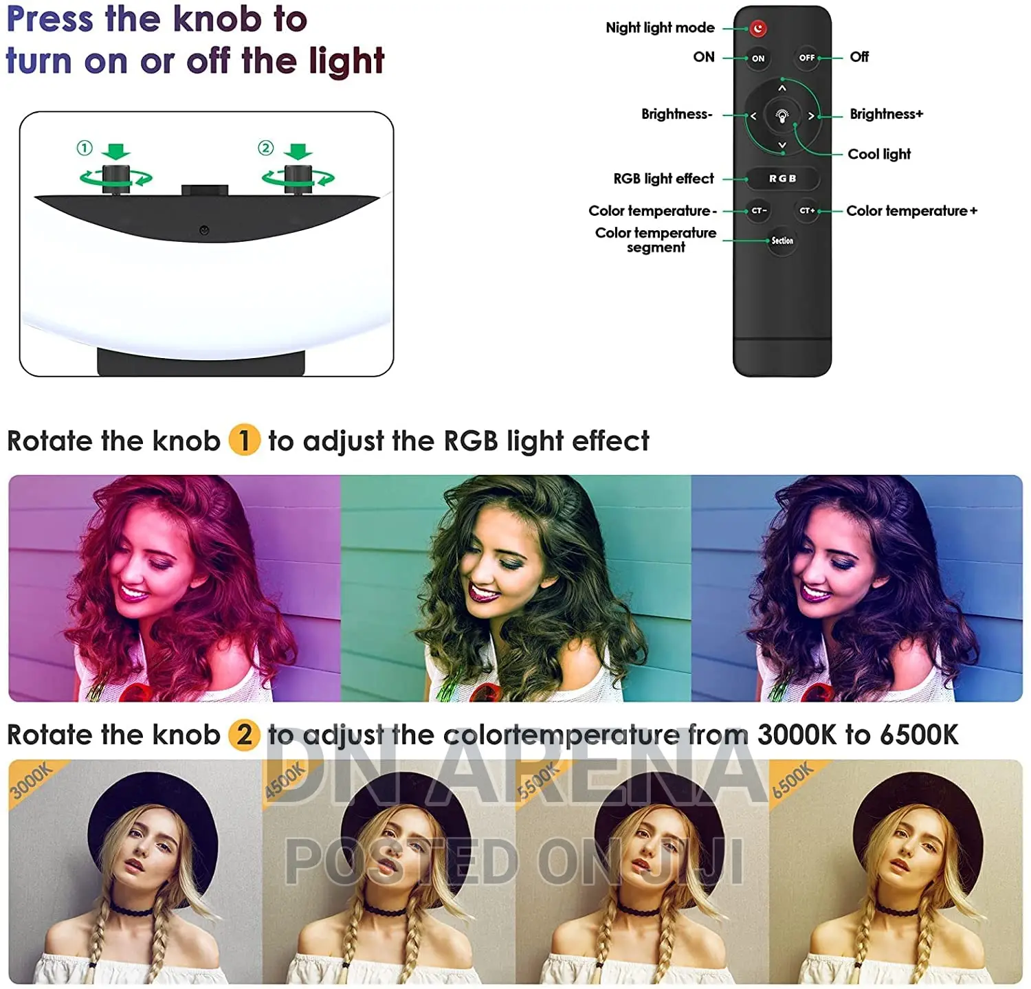 18" RGB Ring Light With Tripod Phone Holder Remote Control