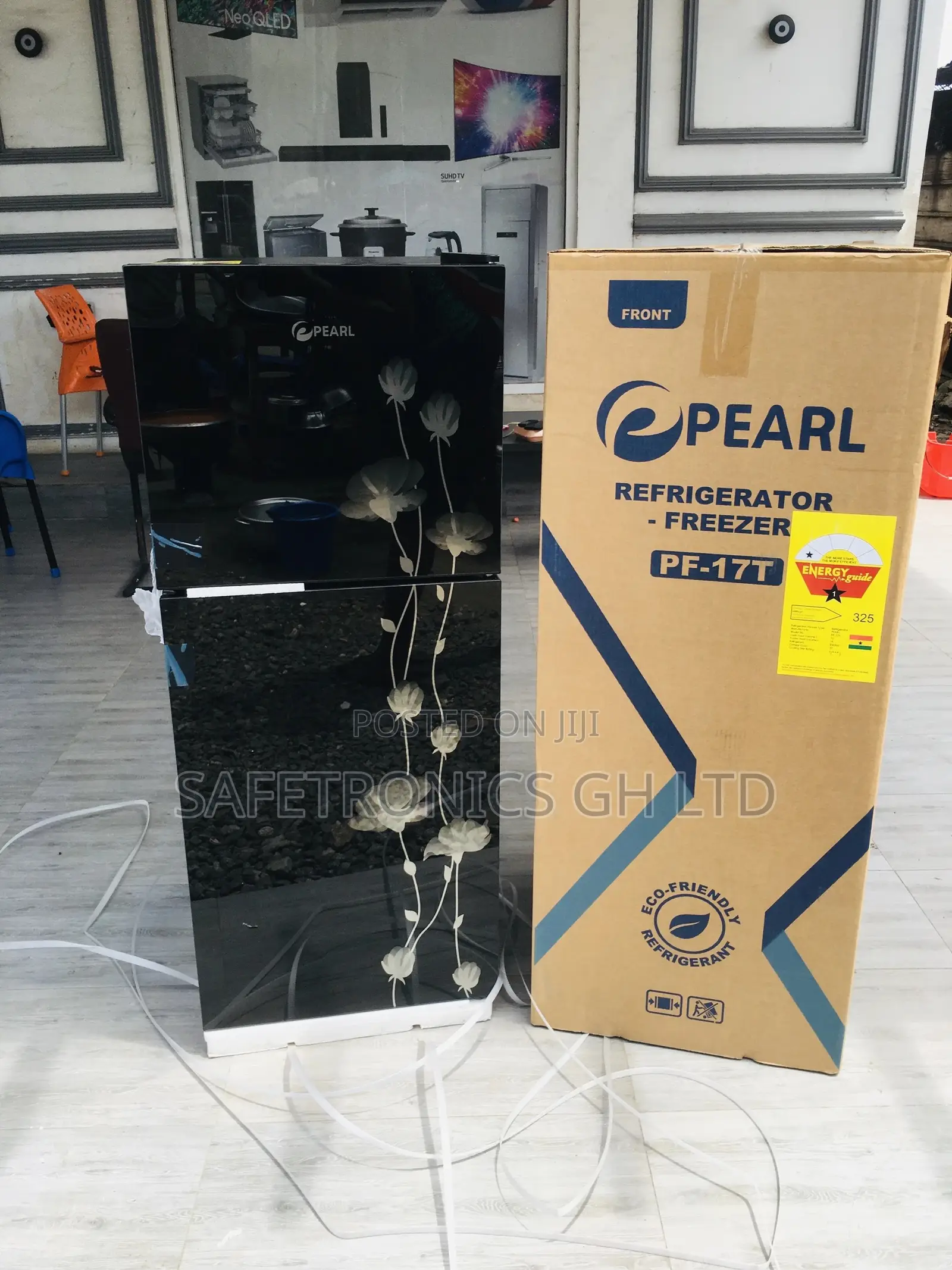 Glass Black Doubledoor Topfreezer Pf-17t Pearl Fridge