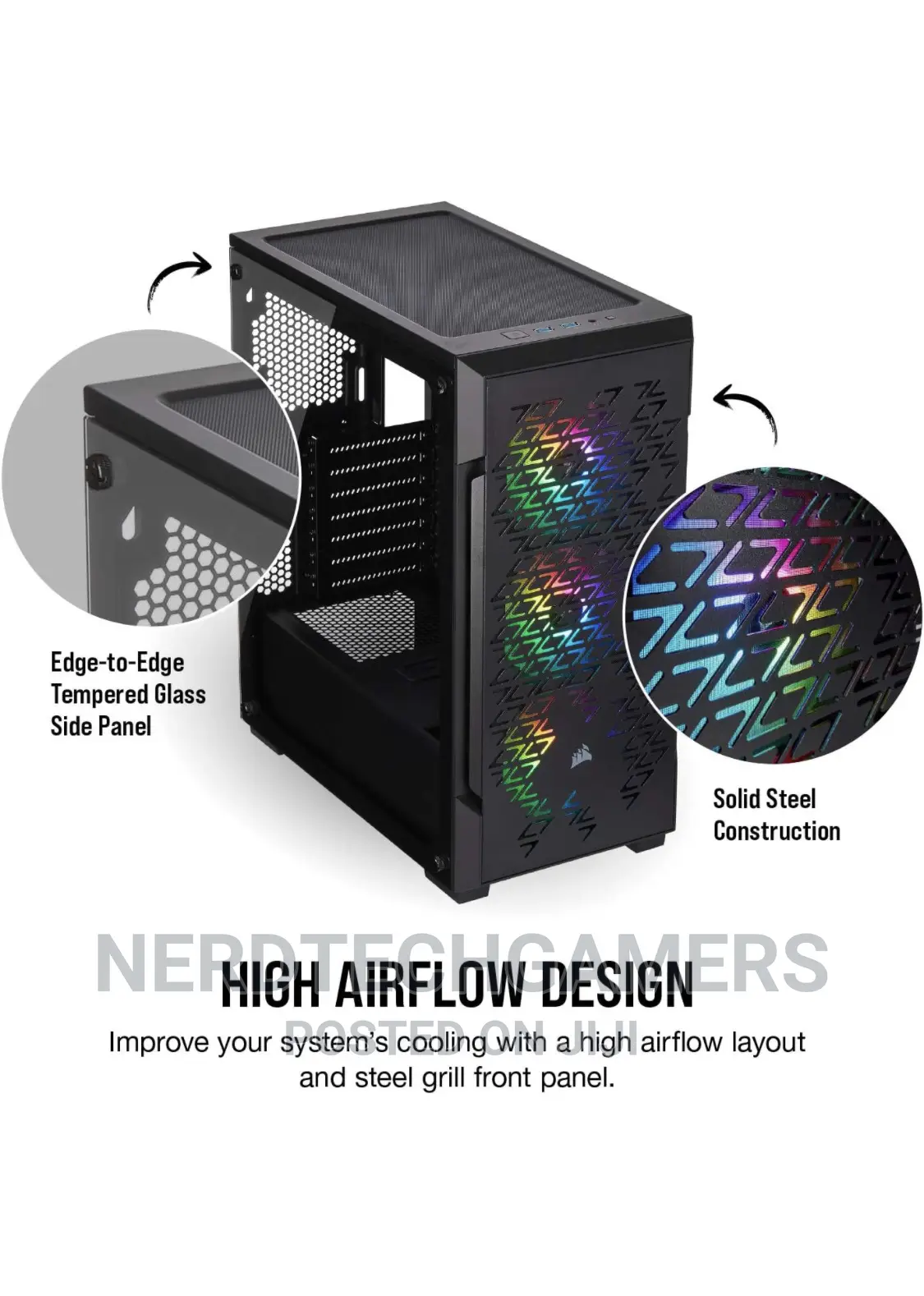 Corsair Icue 220T RGB AIRFLOW Tempered Glass Mid-Towe - Blac
