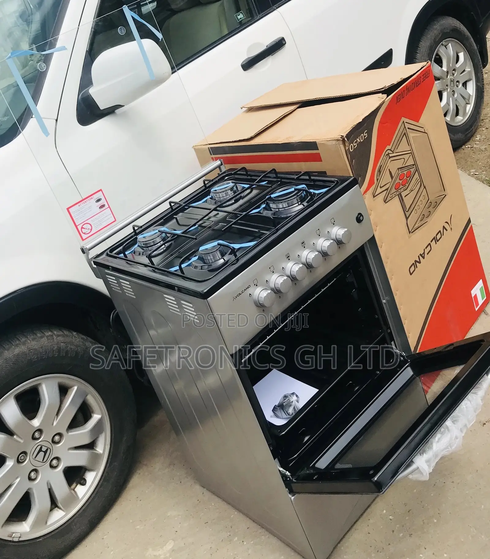 4 Gas Burner Oven With Grill 50x50 Sliver Volcano Cooker