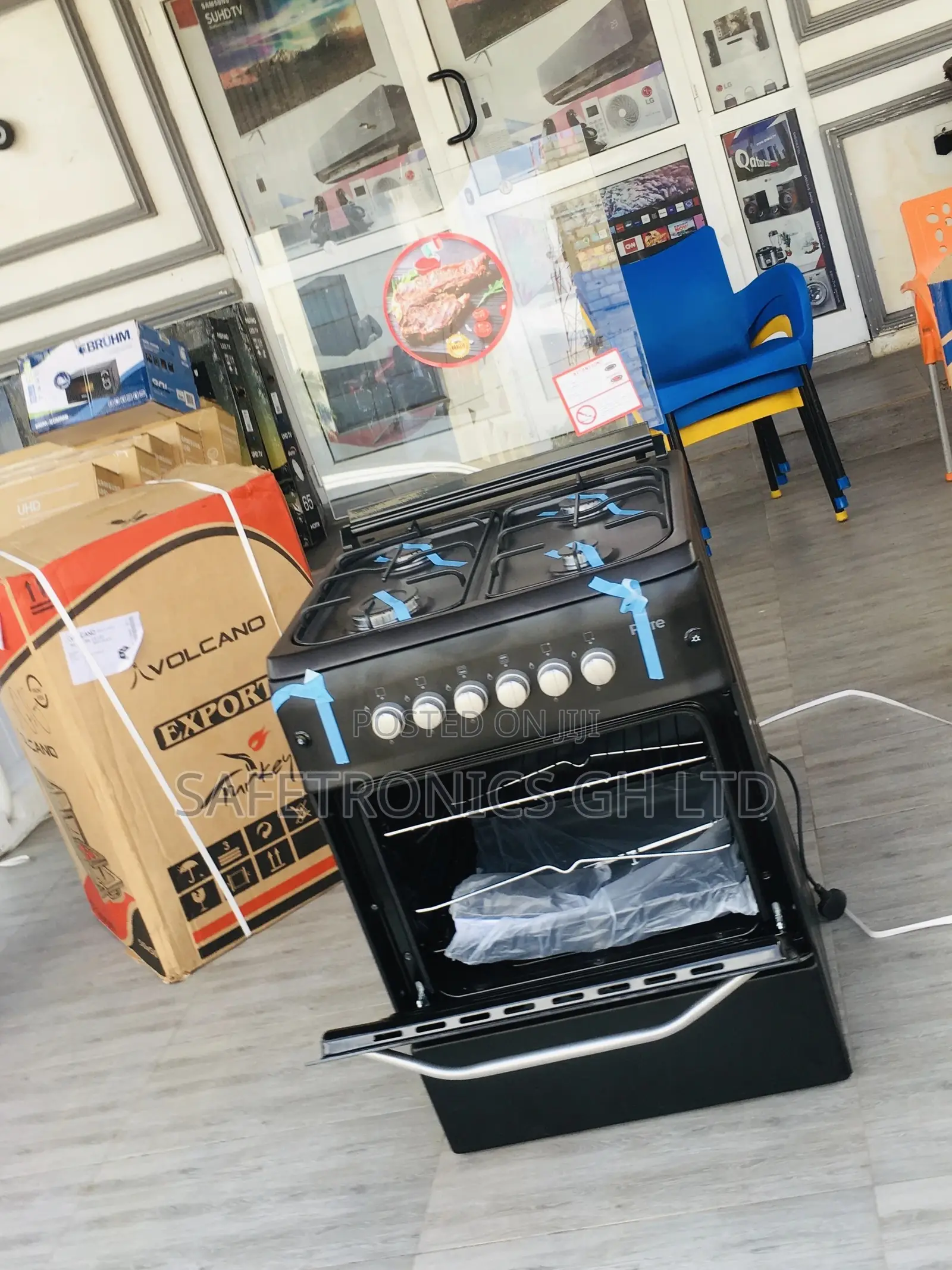 4 Gas Oven With Grill Ferre 60x60 Glass Lid Cooker Black