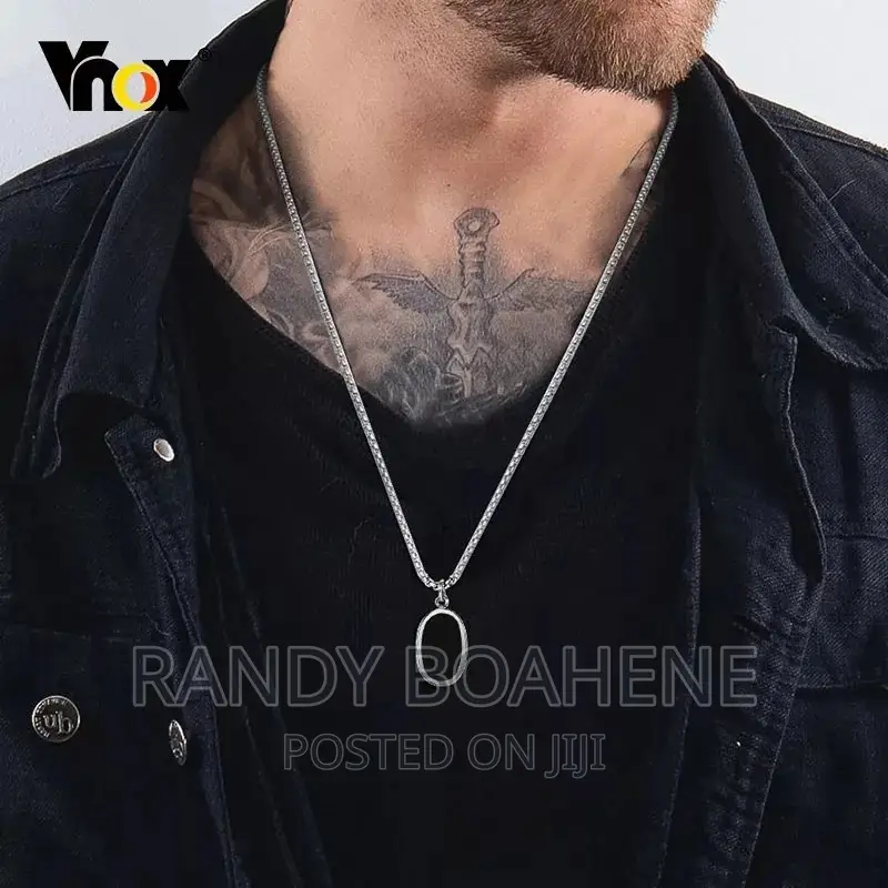 Vnox Oval Pendant Necklace