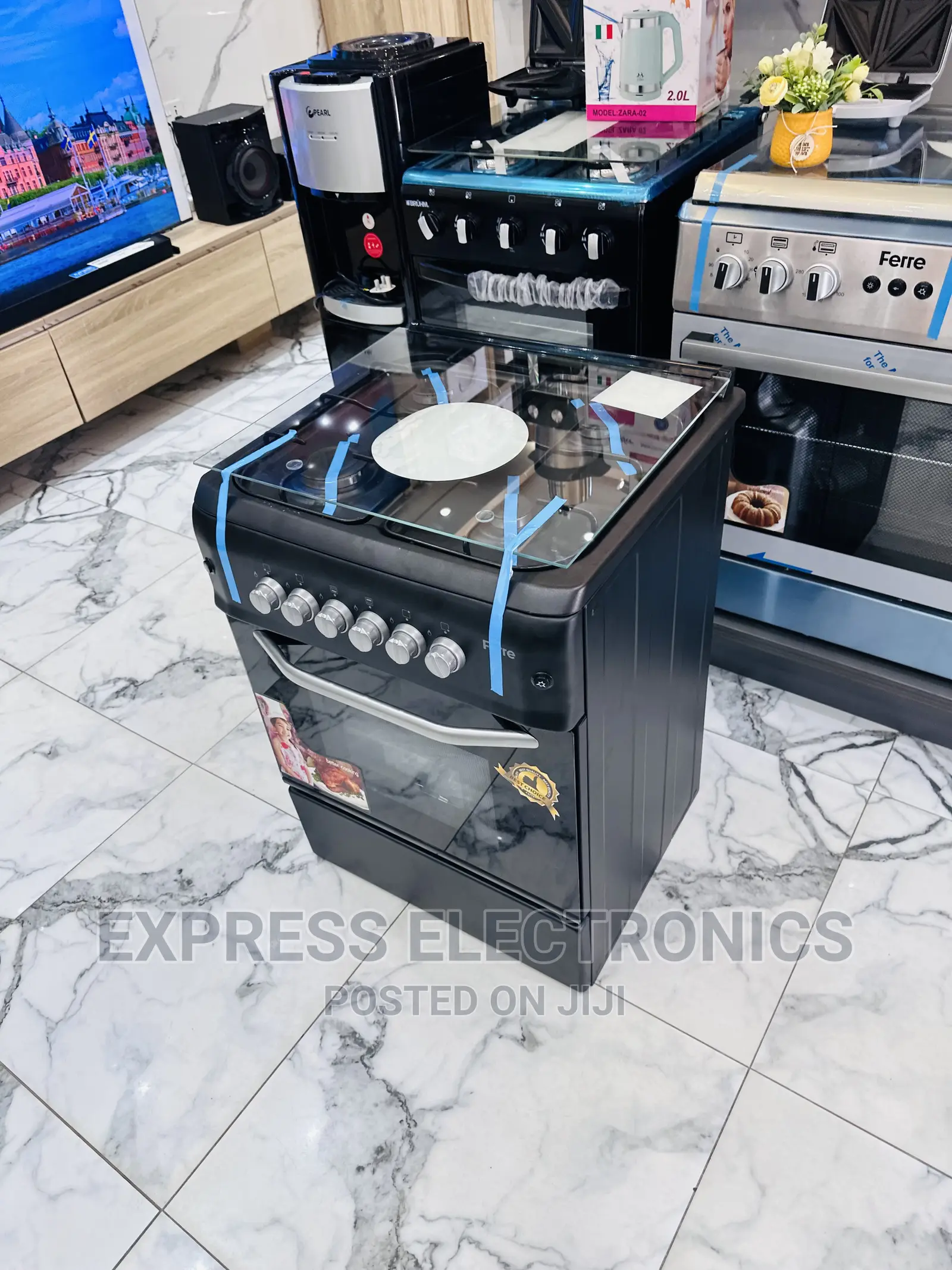 Adorable  Black Gas Cooker 4burner Oven Grill Black