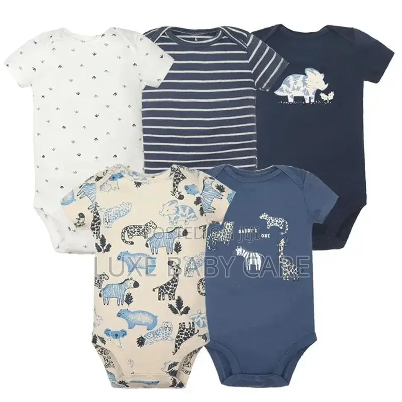 5 PCS Cotton Bodysuits for 3-6 Months Babies