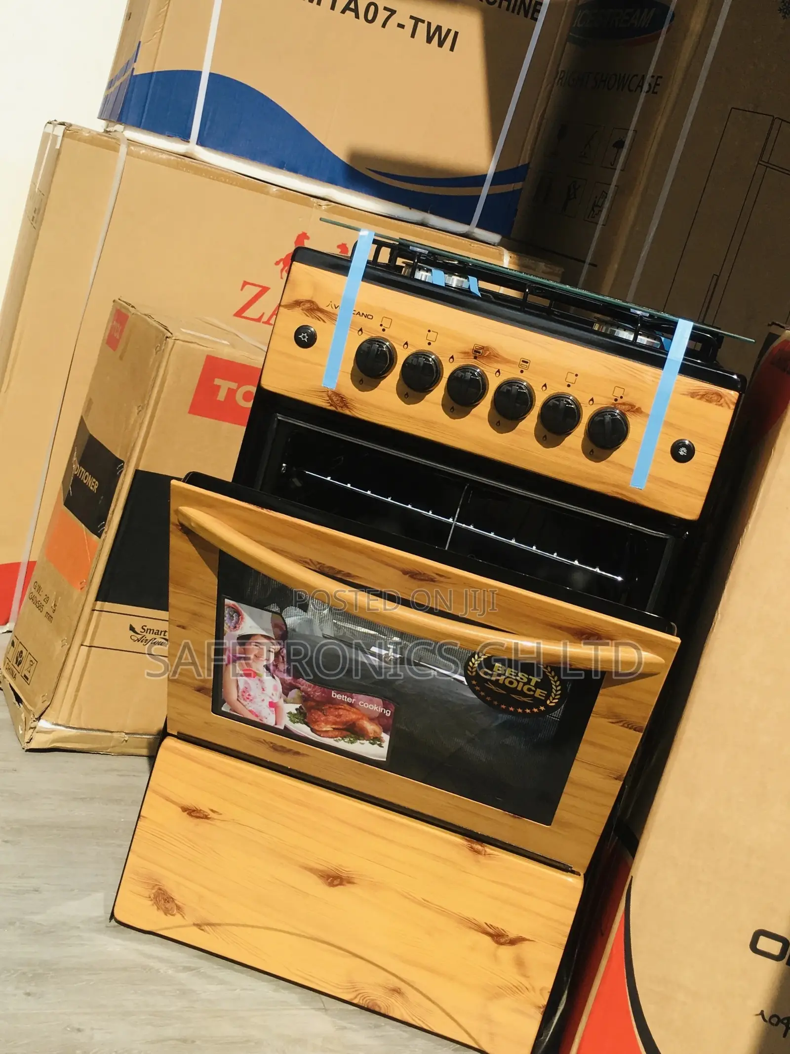 Oven With Grill 4 Gas Cooker Light Wooden 50x50 Burner