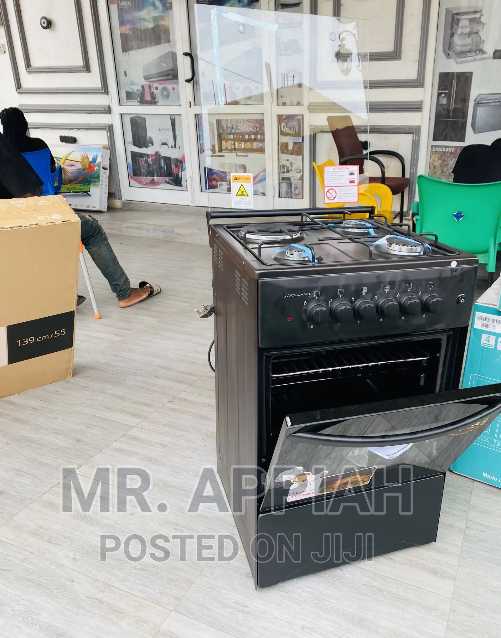 Highly Quality Volcano 50x50 3gas Burner + 1 Electric,Black