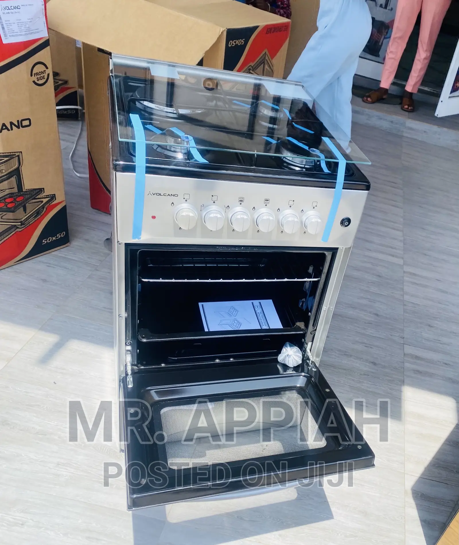 Elegant Volcano 50x50 3 Gas + 1 Electric Burner(Gray).