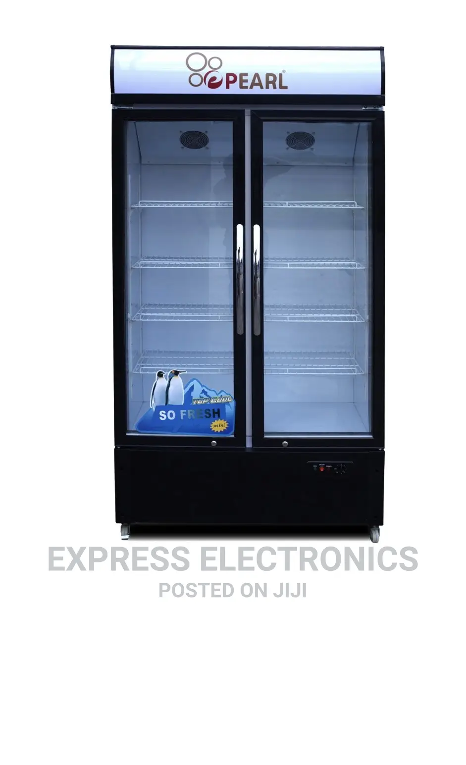 Double Door Display Fridge PVC 424-2B.Peael White
