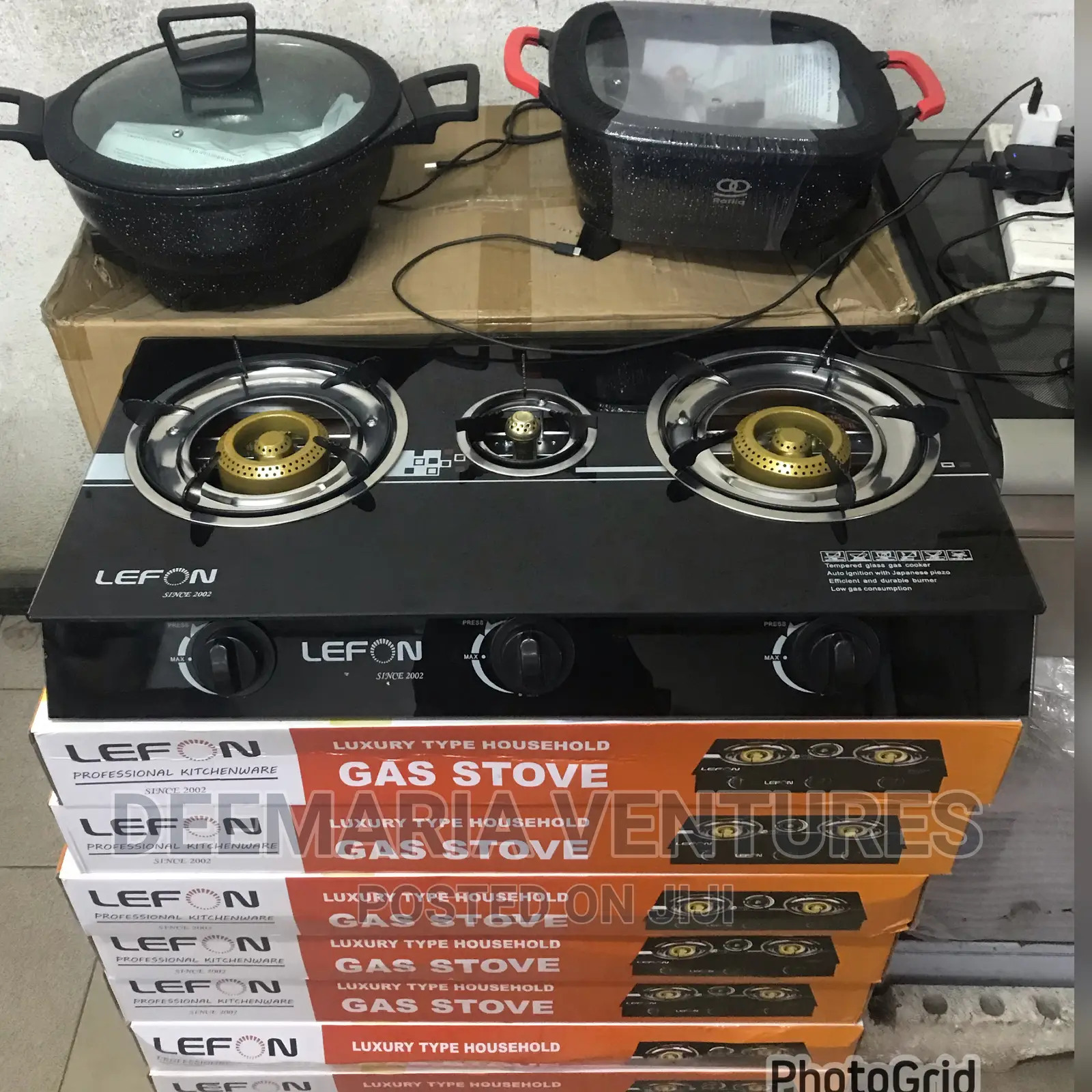 Lefon 3 Burners Auto Ignition Glass Gas Stove