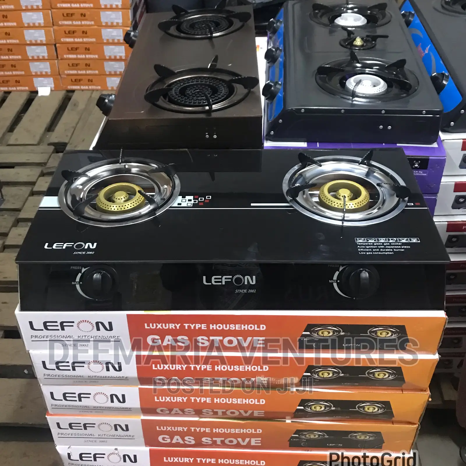 Lefon 2 Burners Auto Ignition Glass Gas Stove