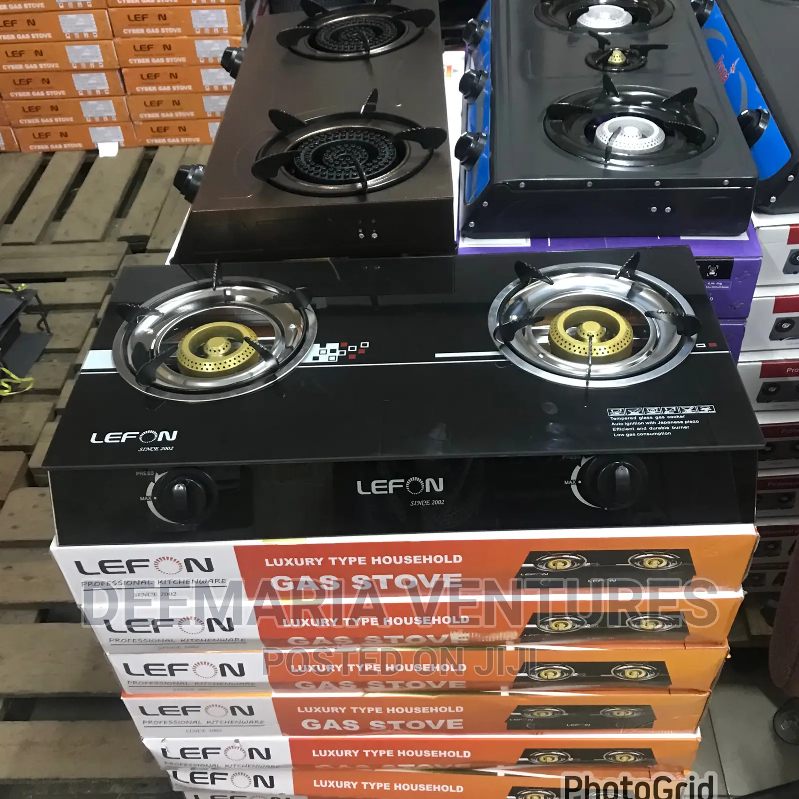 Lefon 2 Burners Auto Ignition Glass Gas Stove