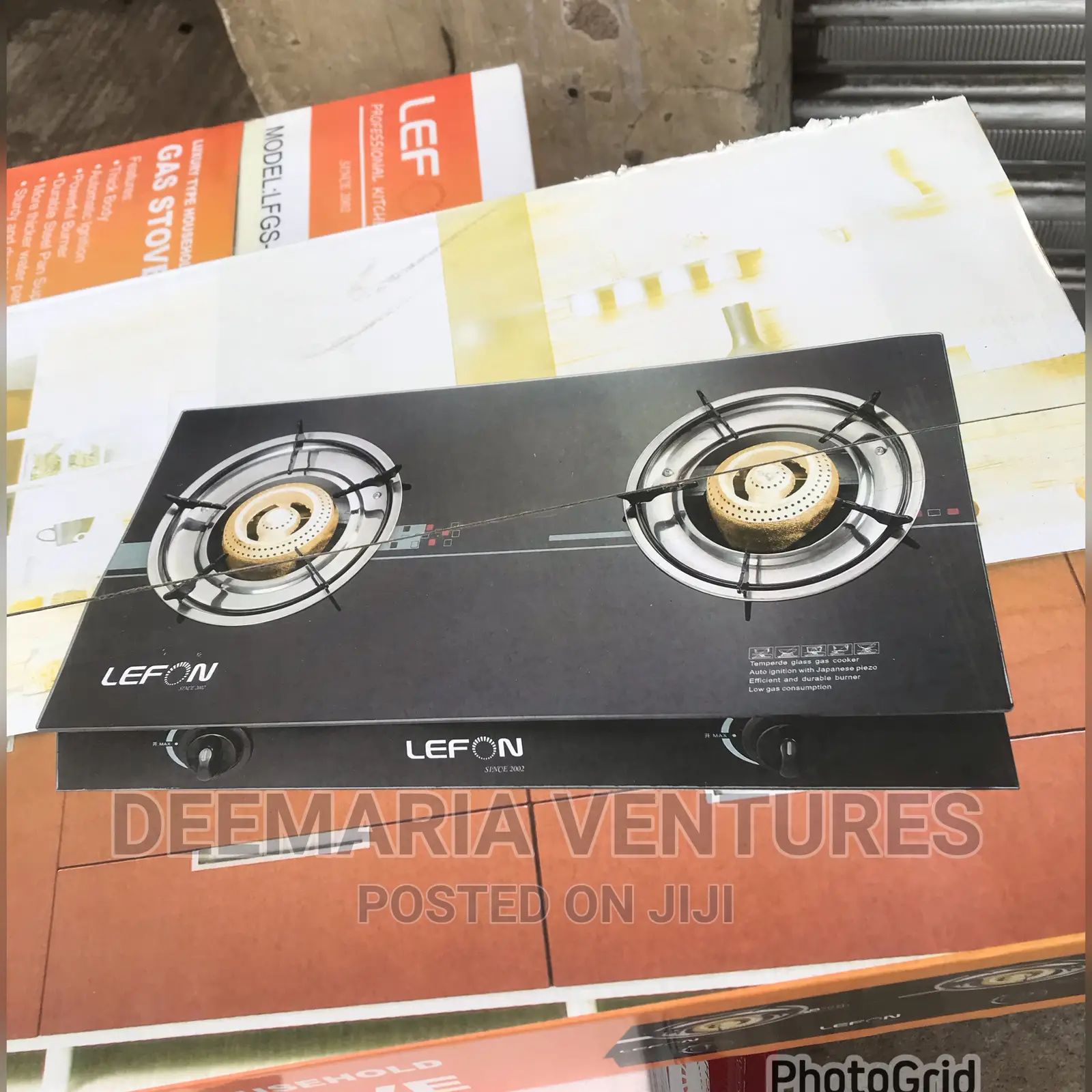 Lefon 2 Burners Auto Ignition Glass Gas Stove