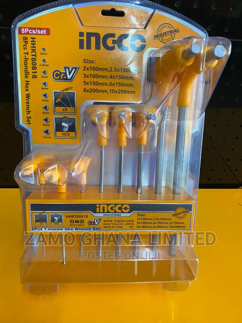 Ingco 8 PCS T-Handle Hex Wrench Set - Hhkt80818