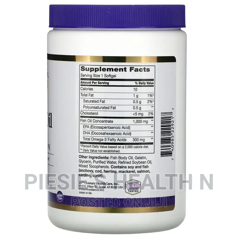 21st Century Omega 3 Fish Oil 1000mg 300 Softgels