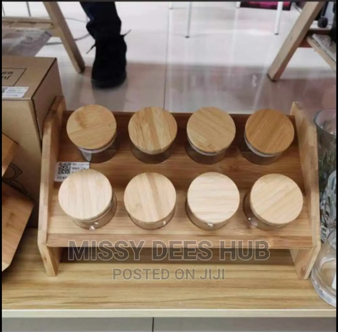 8 Jars Wooden Spice Rack