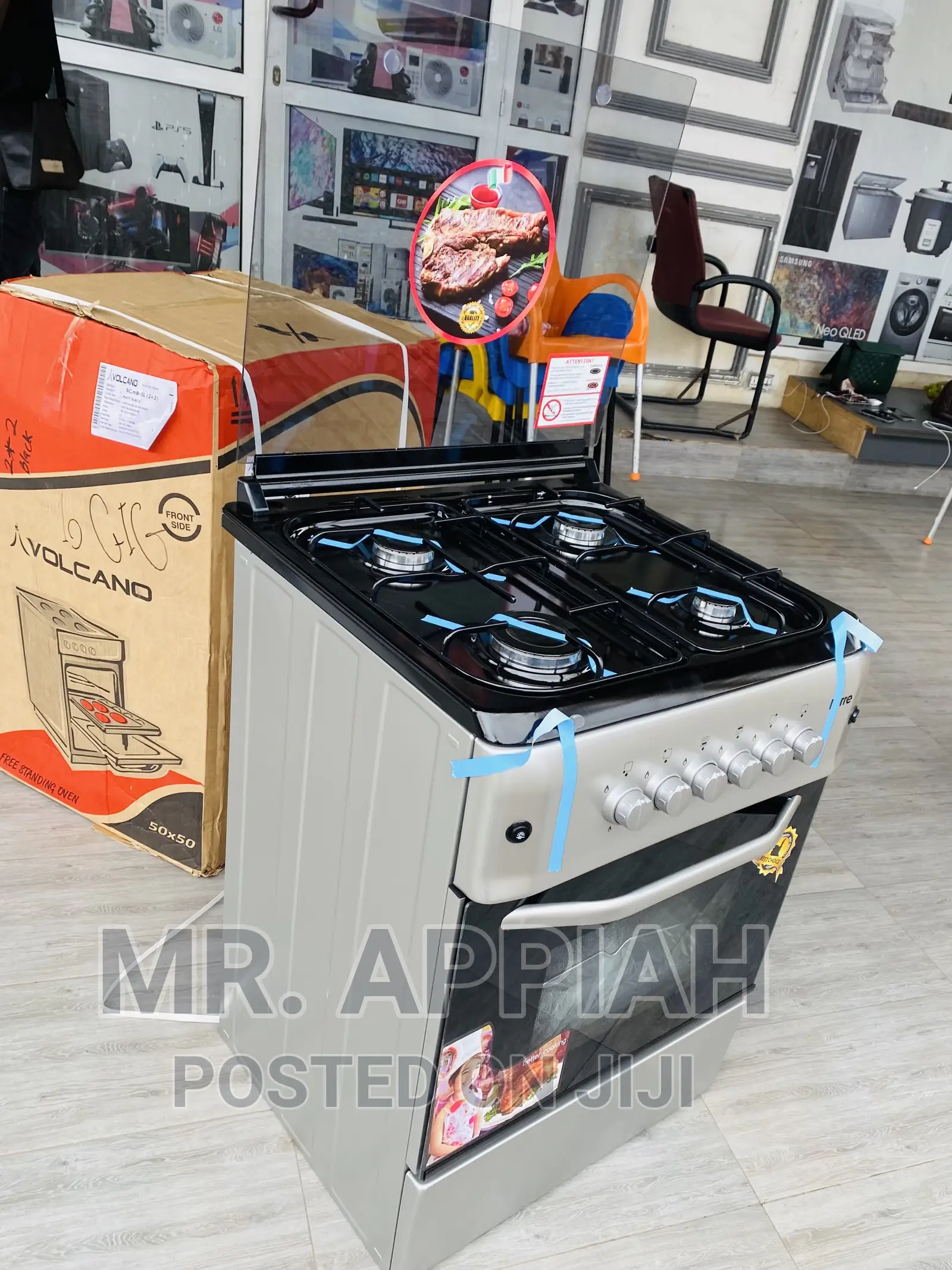 New Ferre 60x60 4 Gas Burner With Oven and Grill(Silver).