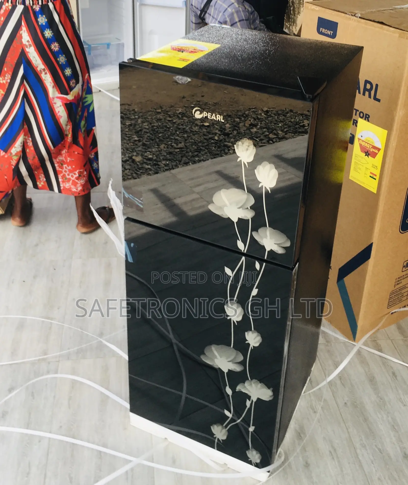 Topfreezer Doubledoor Pearl PF-17T Glass Black Fridge 