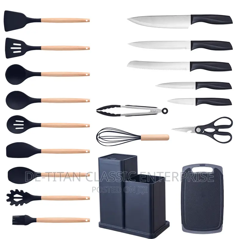 19pcs Silicone Kitchen Spoon and Knife With Chopping Board
