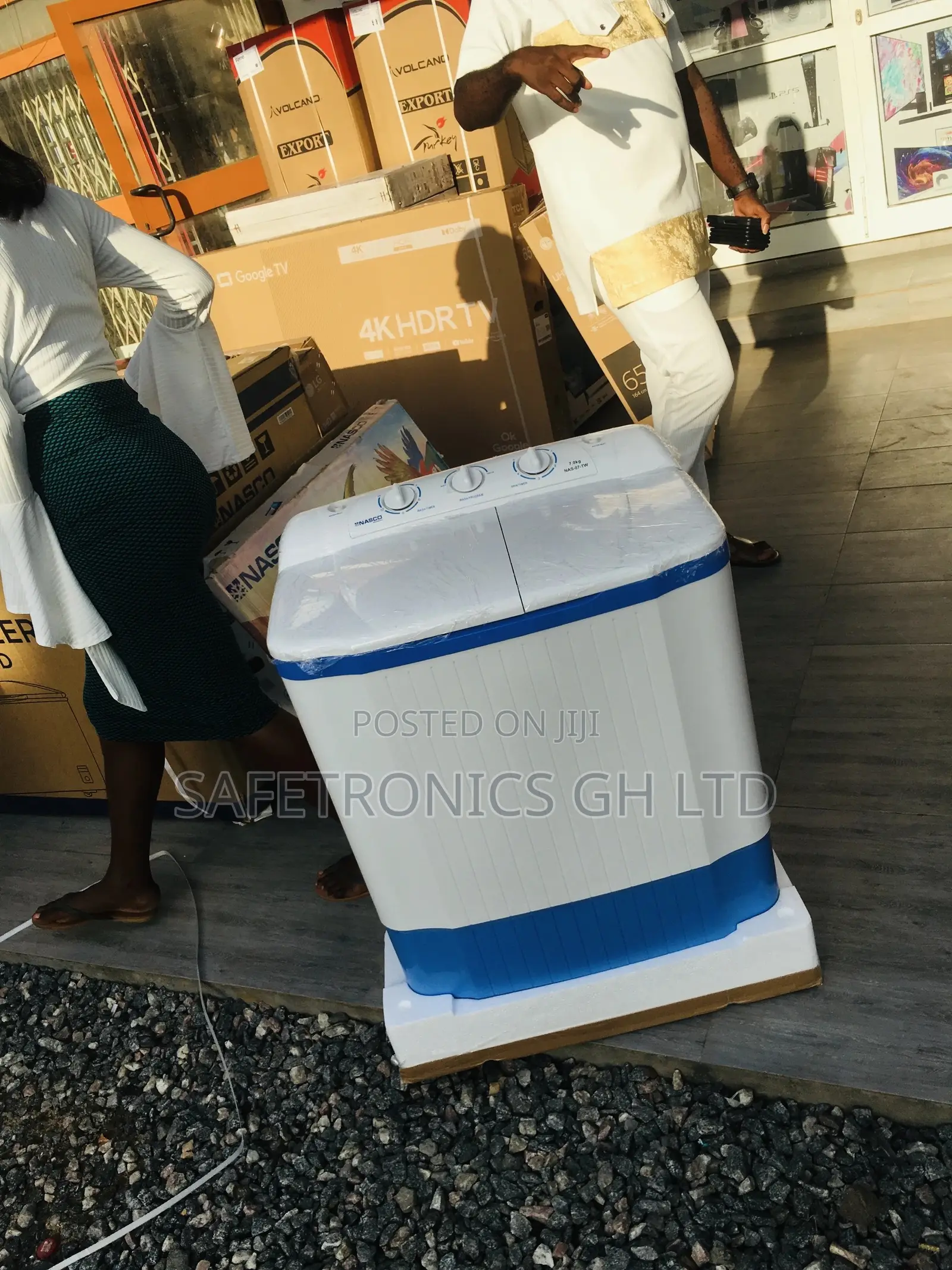 Washingmachine 7kg Topload Semiautomatic Nasco White/Blue 