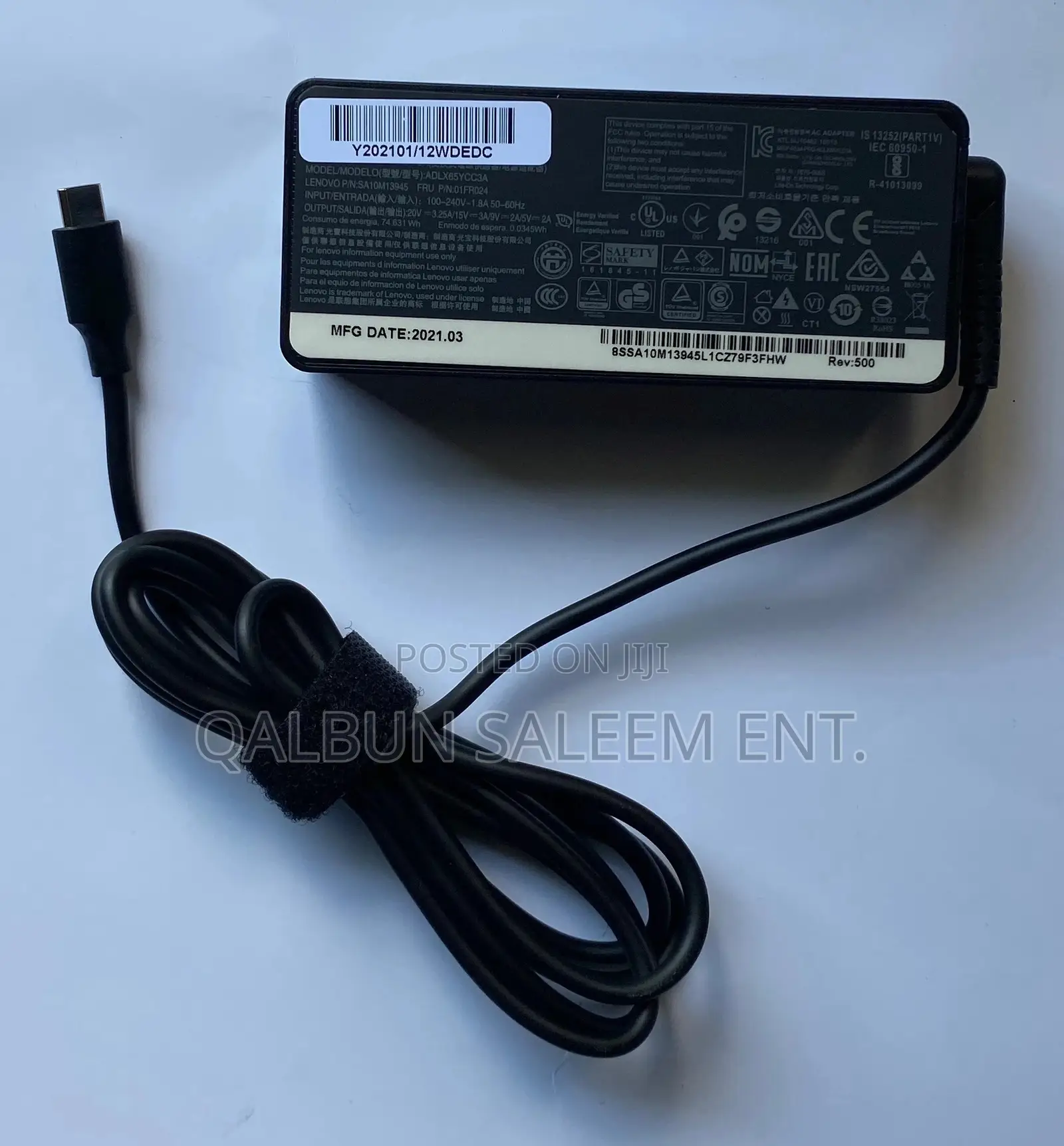 Original Lenovo Type-C 65W Laptop Charger