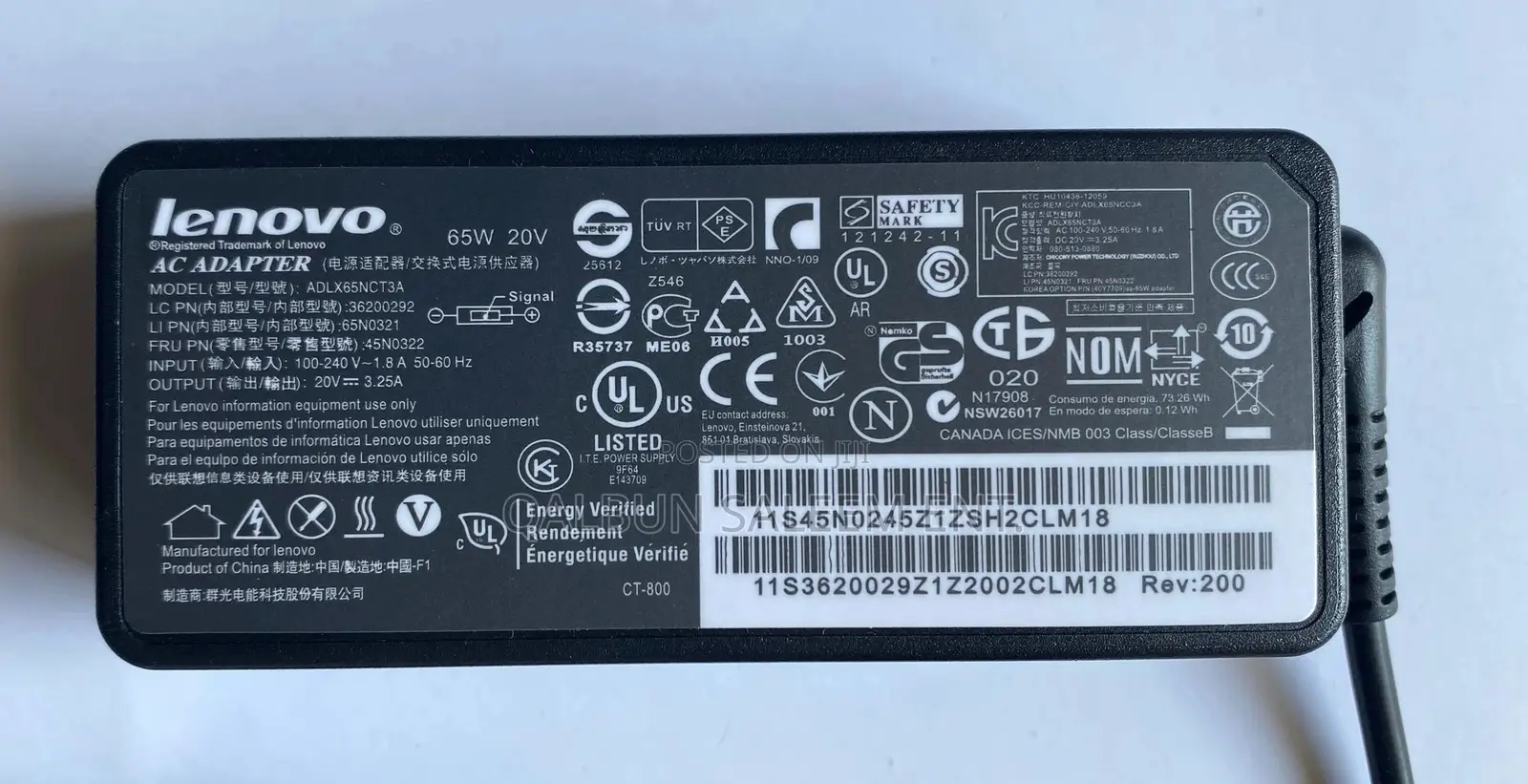 Original Lenovo Small Pin 65W Laptop Adapter 20V 3.25A