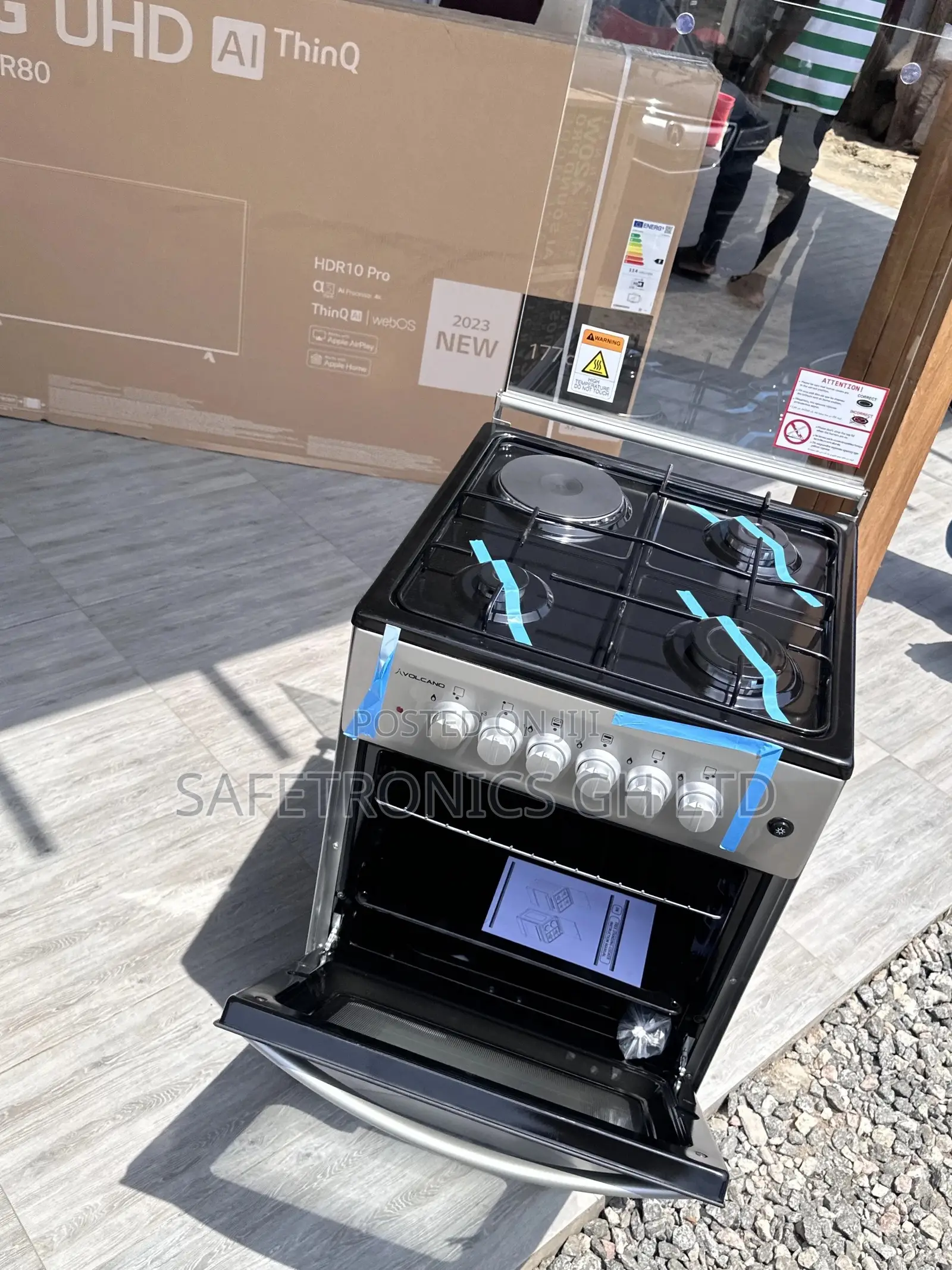 3 Gas 1 Electric Oven With Grill 50x50 Gray Cooker