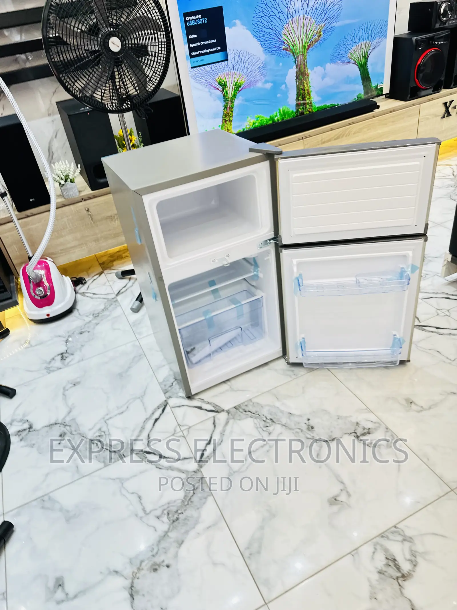 Table Top Fridge Pearl 10T Double Door Mini Size Grey