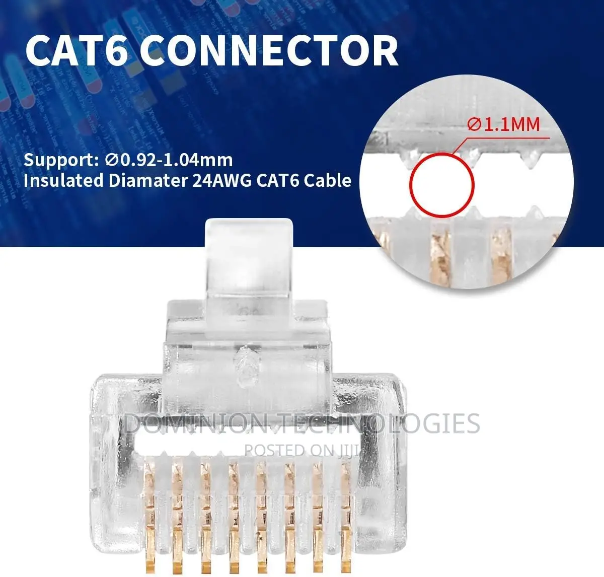RJ45 Connectors CAT6 Pass Through Connectors Ends