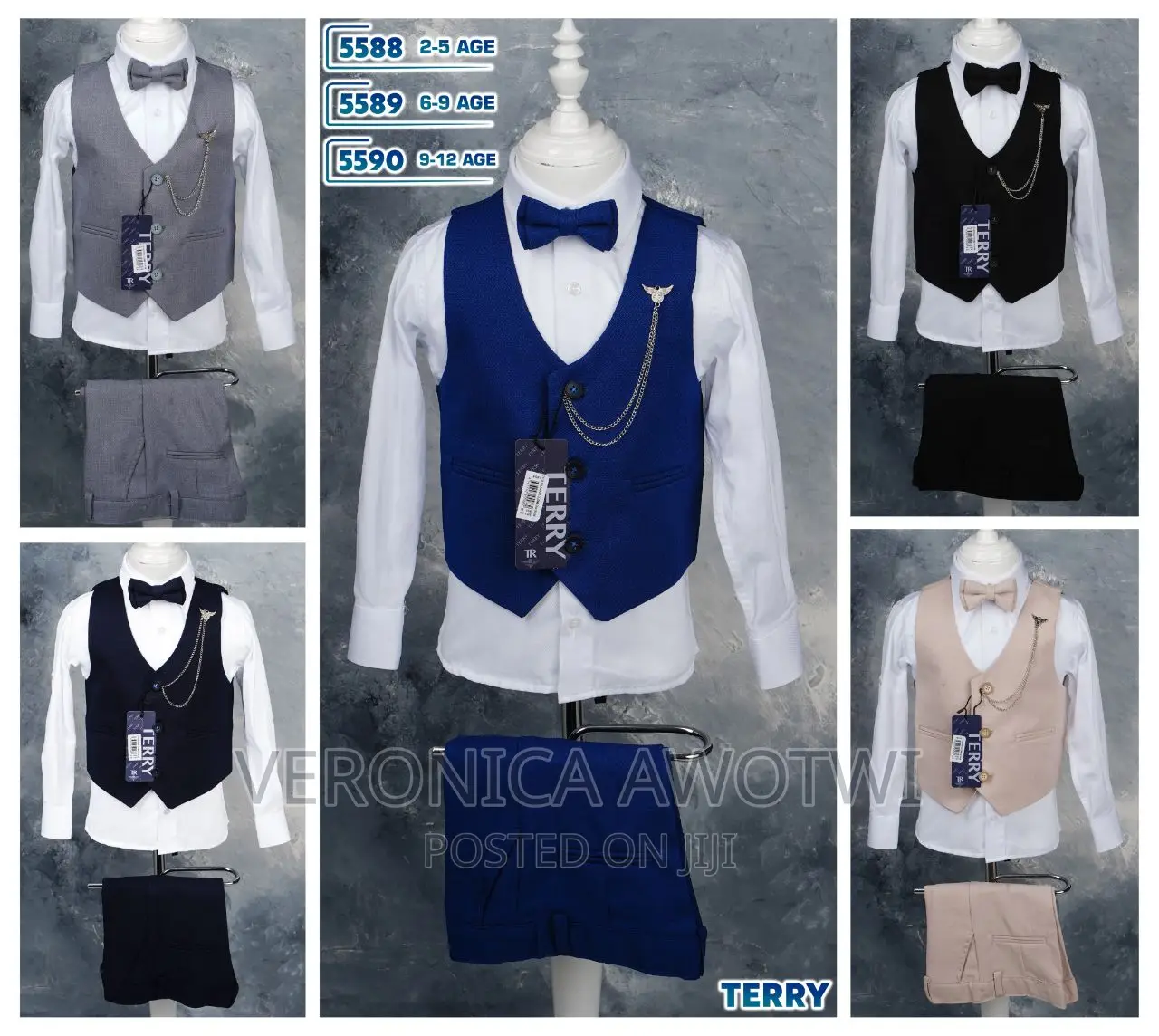 Blue Terry 3 Piece Suit