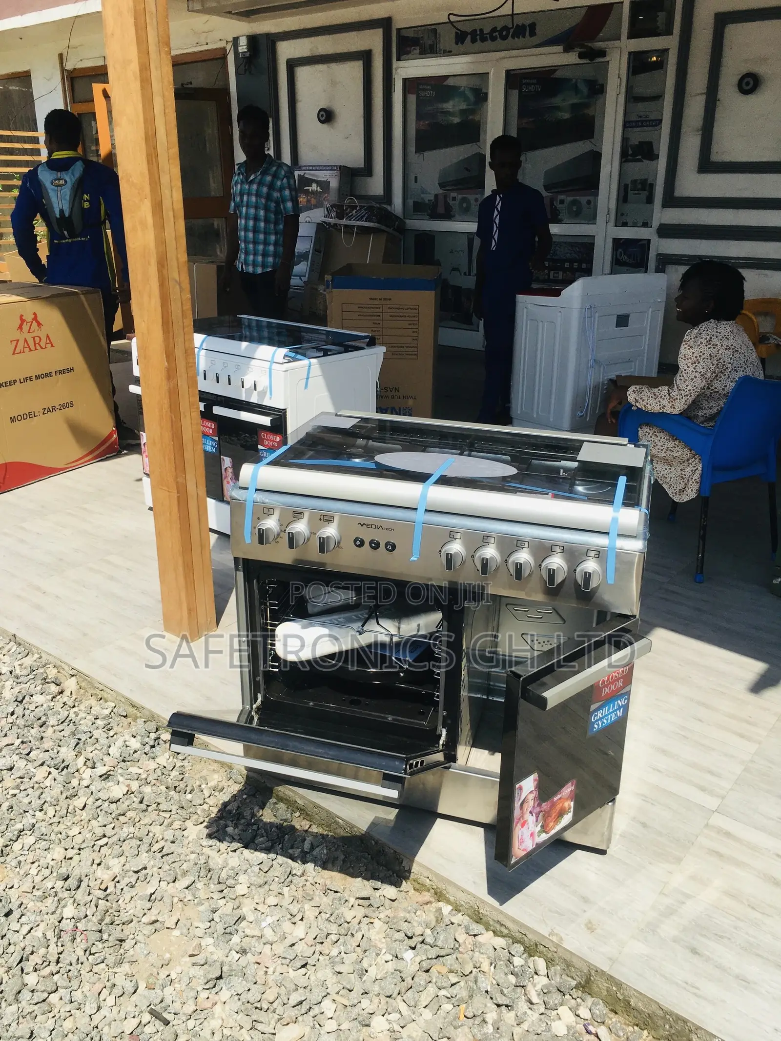 In-Built Cylinder 5 Gas Cooker Oven With Grill Midea 60x90