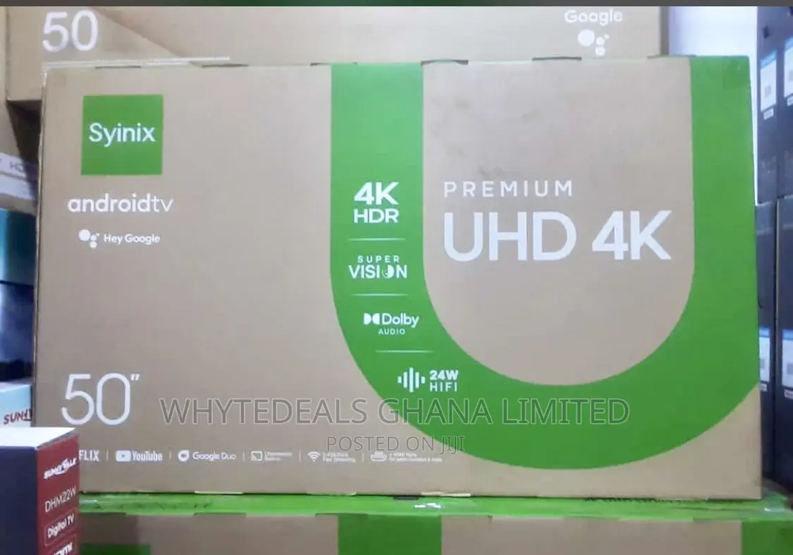 50 Inch Frameless Syinix Smart Android Uhd Voice-Control