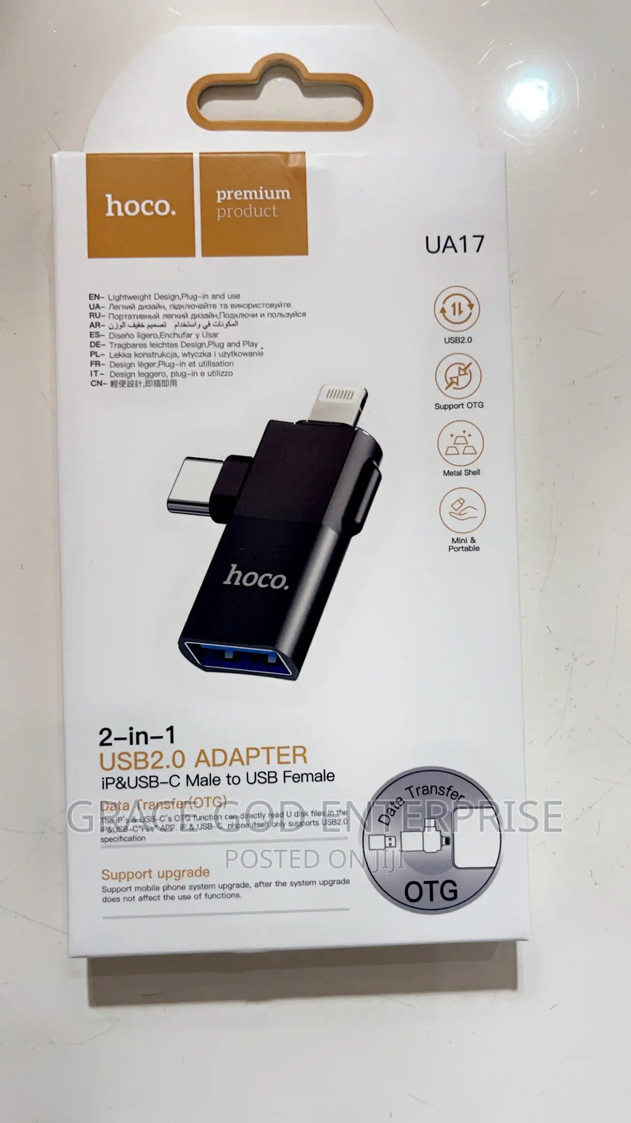 Hoco UA17 Lighting / Type C Male to USB Female OTG Adapter