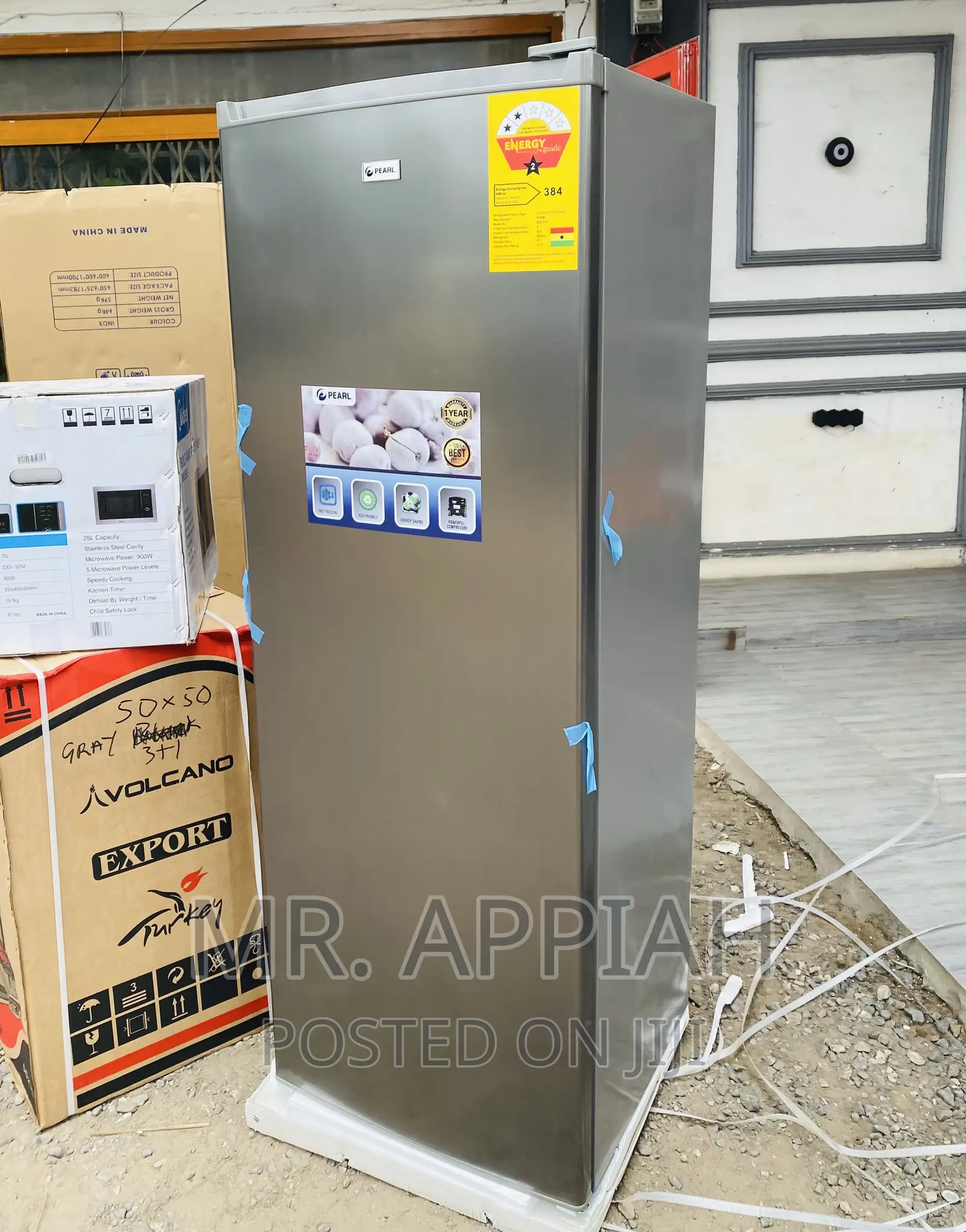 Stainless Steel Pearl PUF-370Door Electric Upright Freezer
