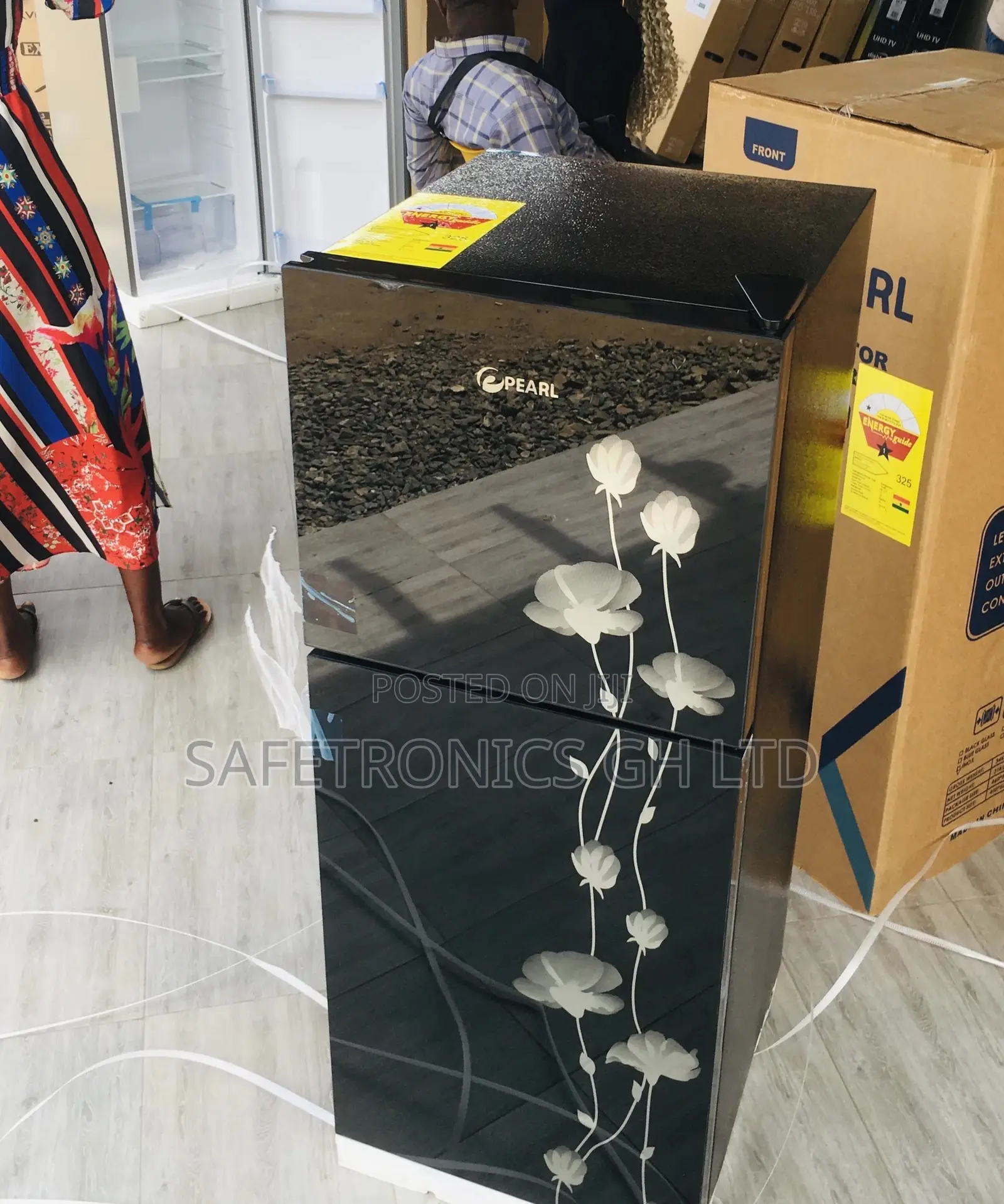 Topfreezer Doubledoor PF-20T Black Glass Pearl Fridge