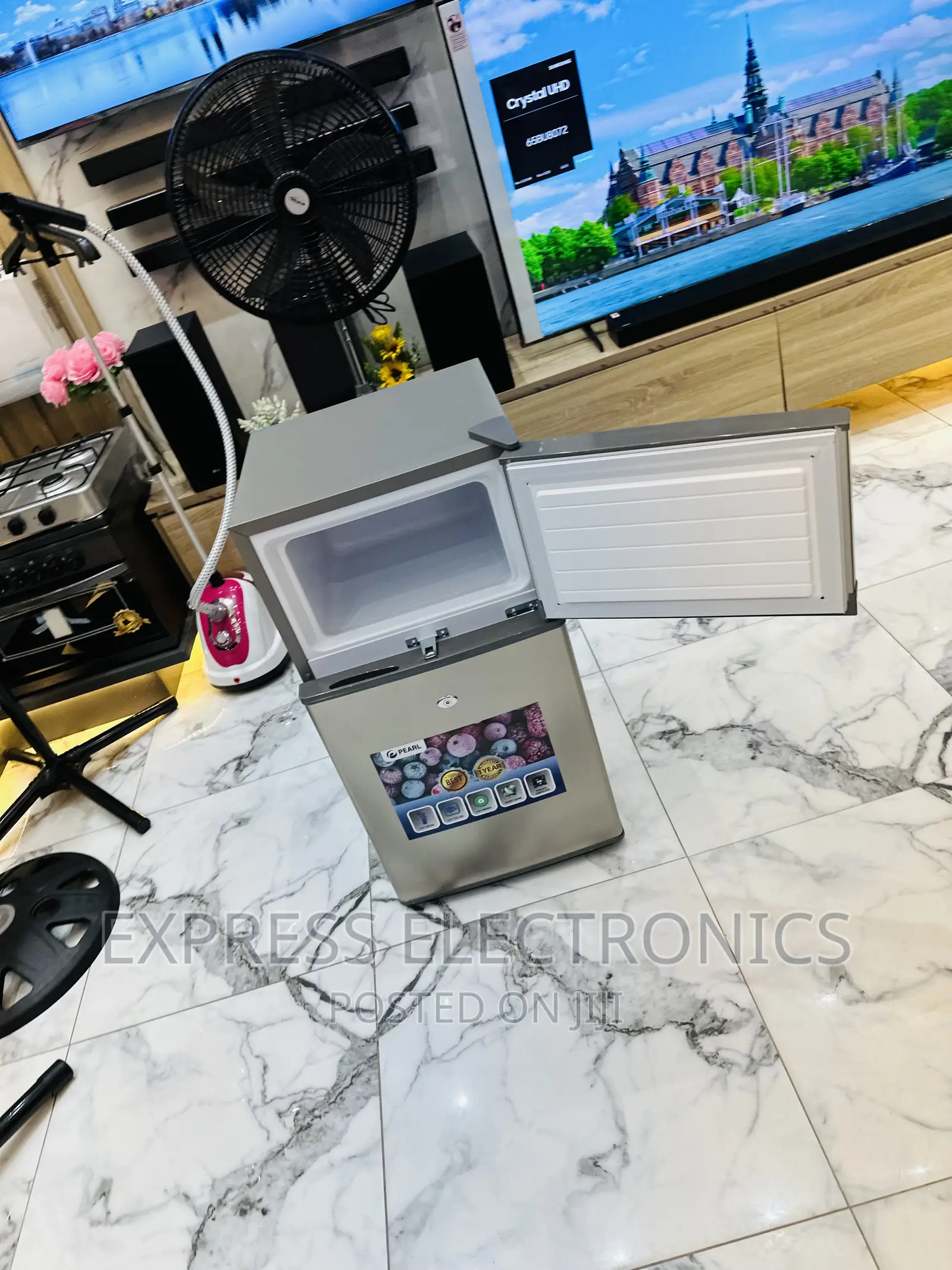 Better Deal 10T Double Door Table Top Fridge Pearl Grey
