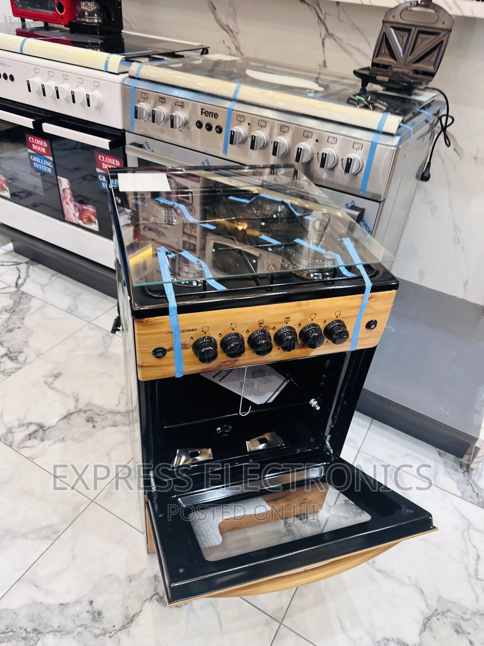 Light Wooden Gas Cooker Oven Grill Auto Ignition 4burner