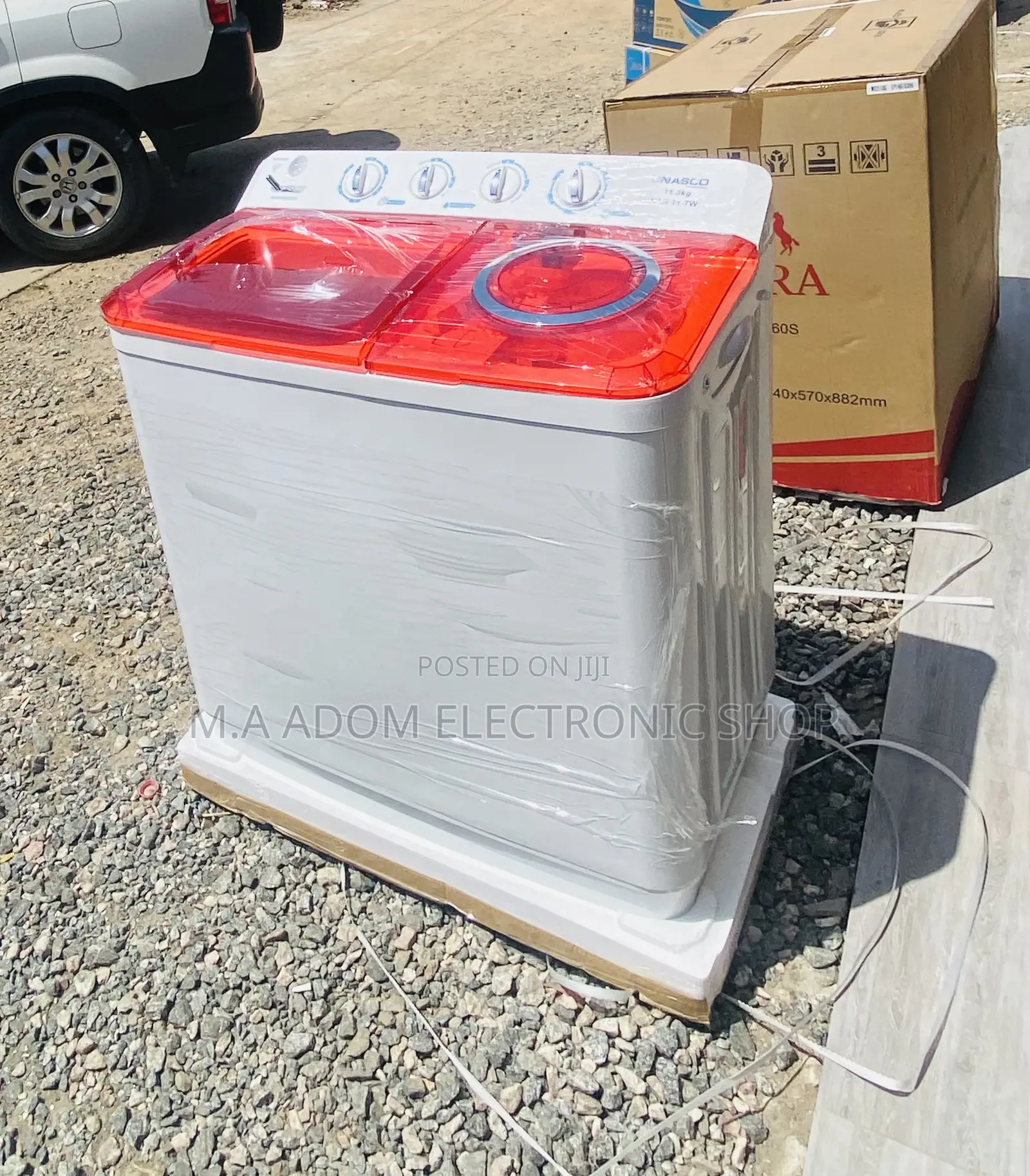 Super Quality Nasco 11kg Top Load Washing Machine(White/Red)