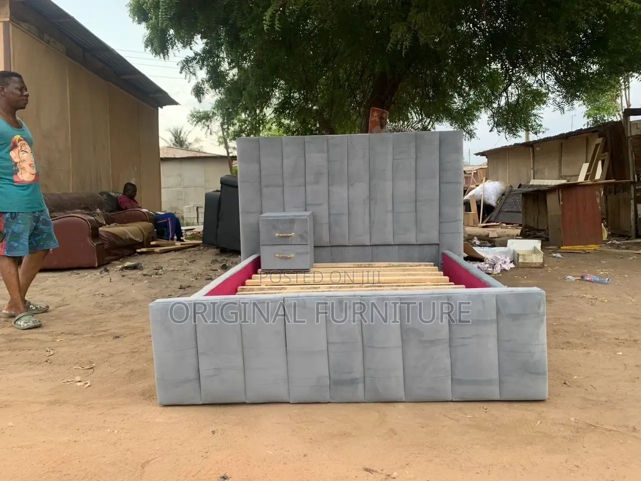 Double Bed Frame With Side Drawer